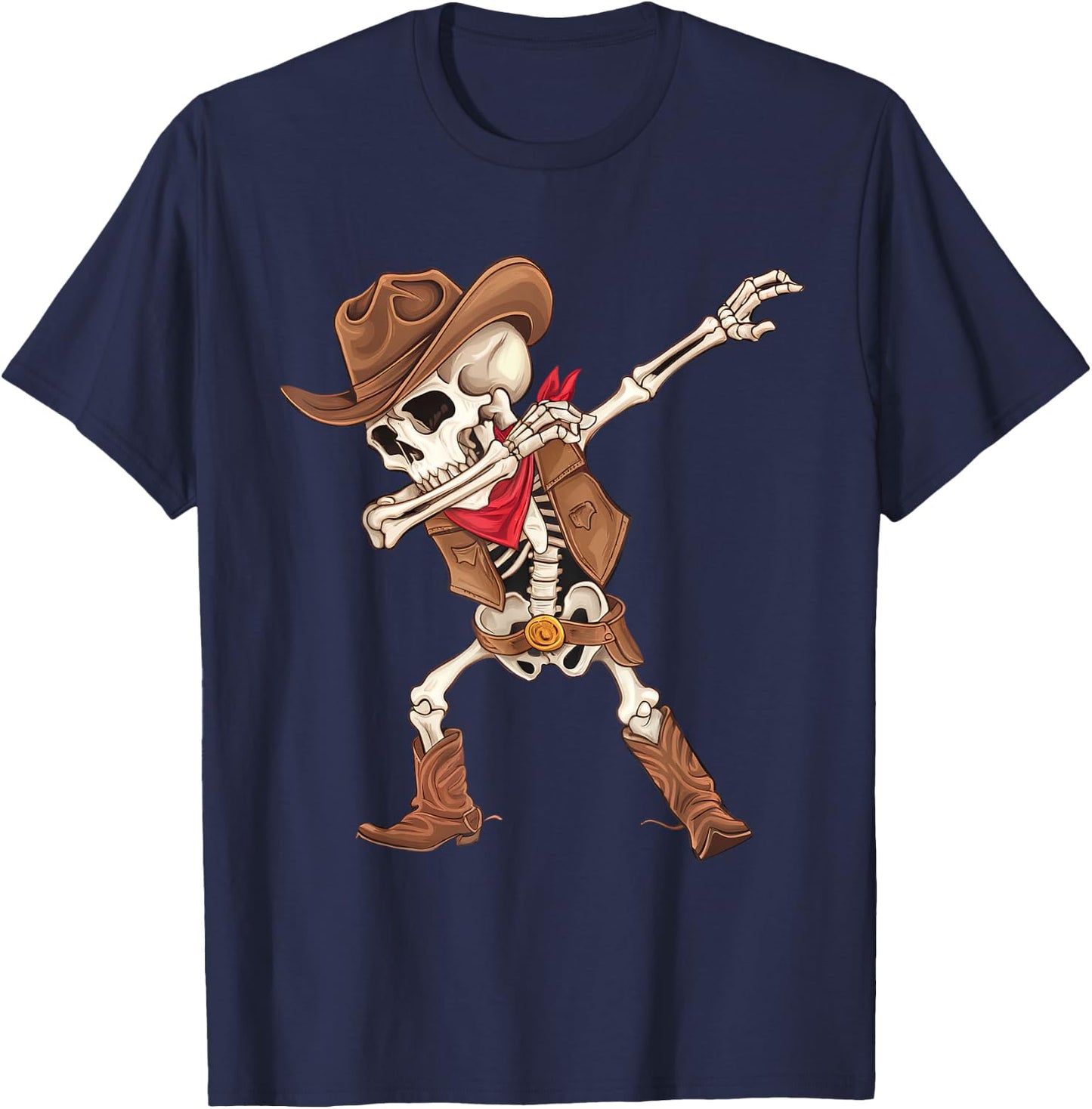 Dabbing Skeleton Cowboy Halloween Costume Boys Kids T-Shirt - T-Shirt | Navy
