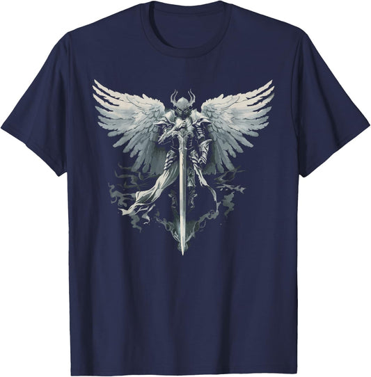 Archangel Gabriel Catholic Christianity Guardian Angel T-Shirt - T-Shirt | Navy