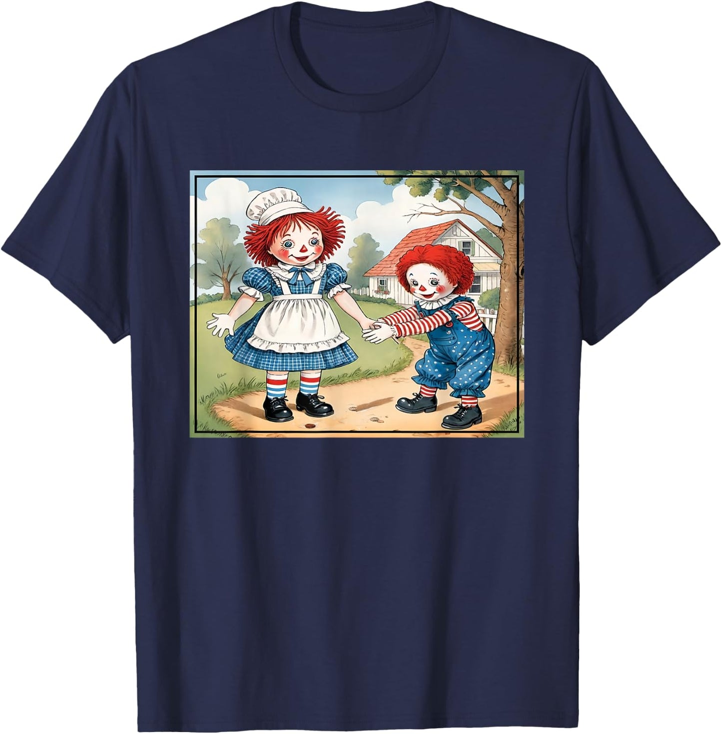 Raggedy Ann & Andy on The Farm T-Shirt - T-Shirt | Navy