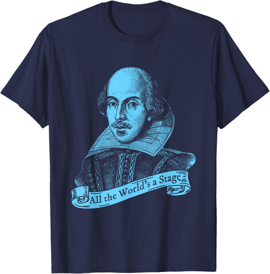Shakespeare All the World's a Stage Thespian T-Shirt - T-Shirt | Navy