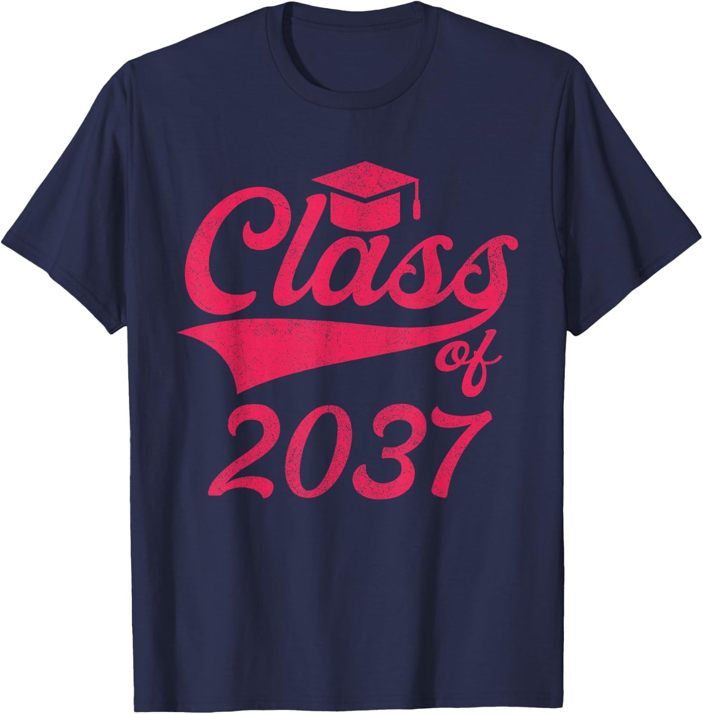 Class Of 2037 Grow With Me Shirt, Class Of 2037 Graduation T-Shirt - T-Shirt | Navy