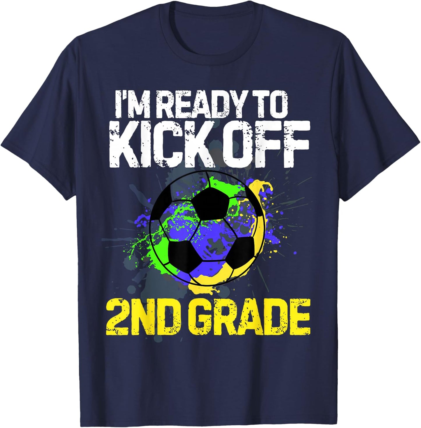 Funny Back To School Kick off 2nd grade Soccer Kids Boys T-Shirt - T-Shirt | Navy