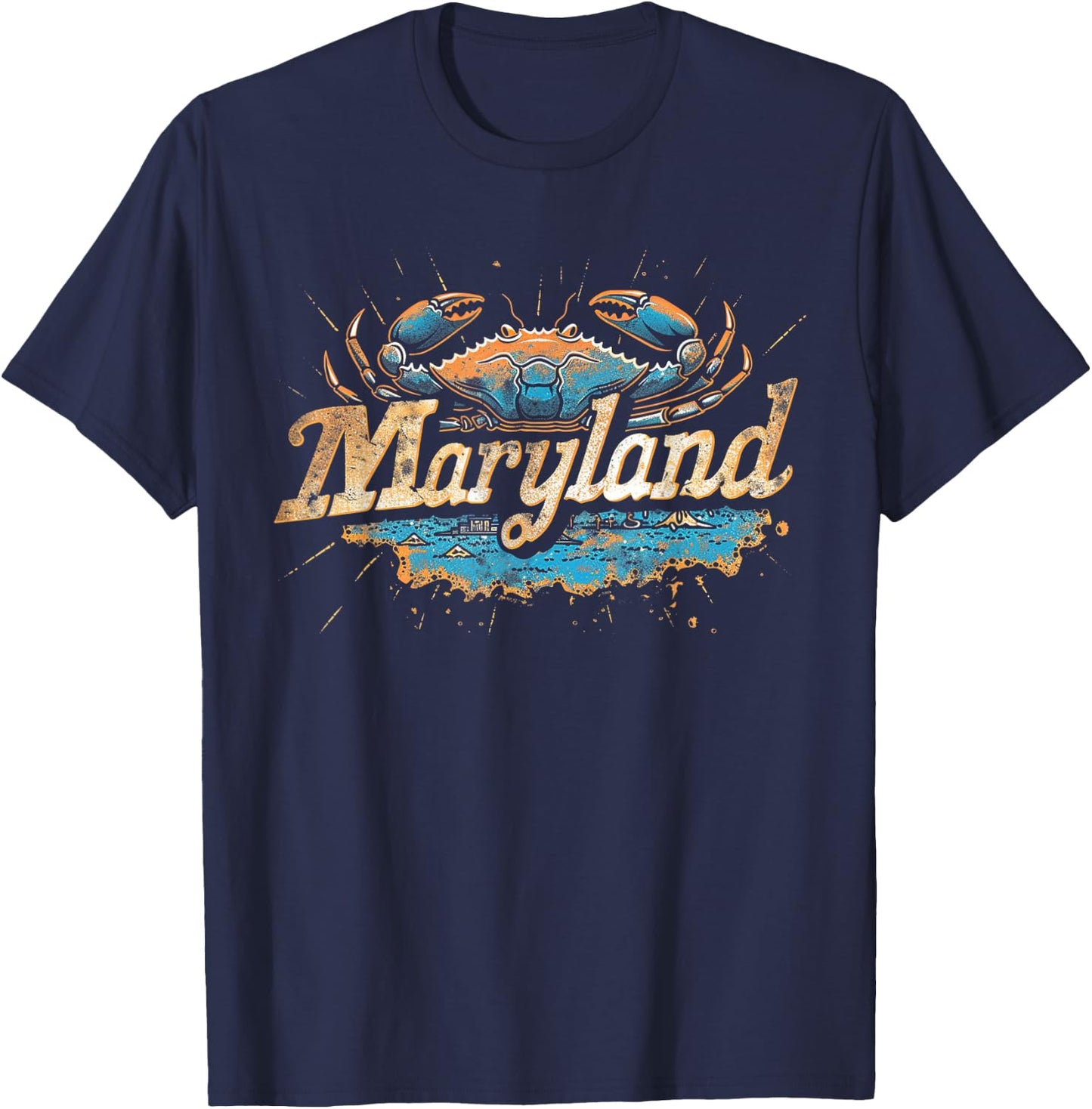 Maryland - Cool Funny Graphic Vintage Men Women Retro Crab T-Shirt - T-Shirt | Navy