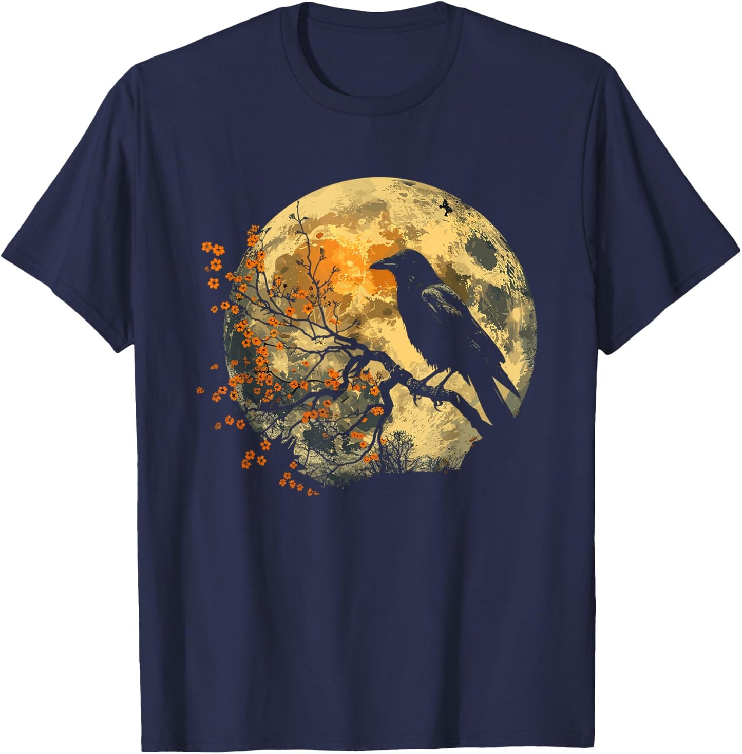 Raven Moon Crow Nature T-Shirt - T-Shirt | Navy