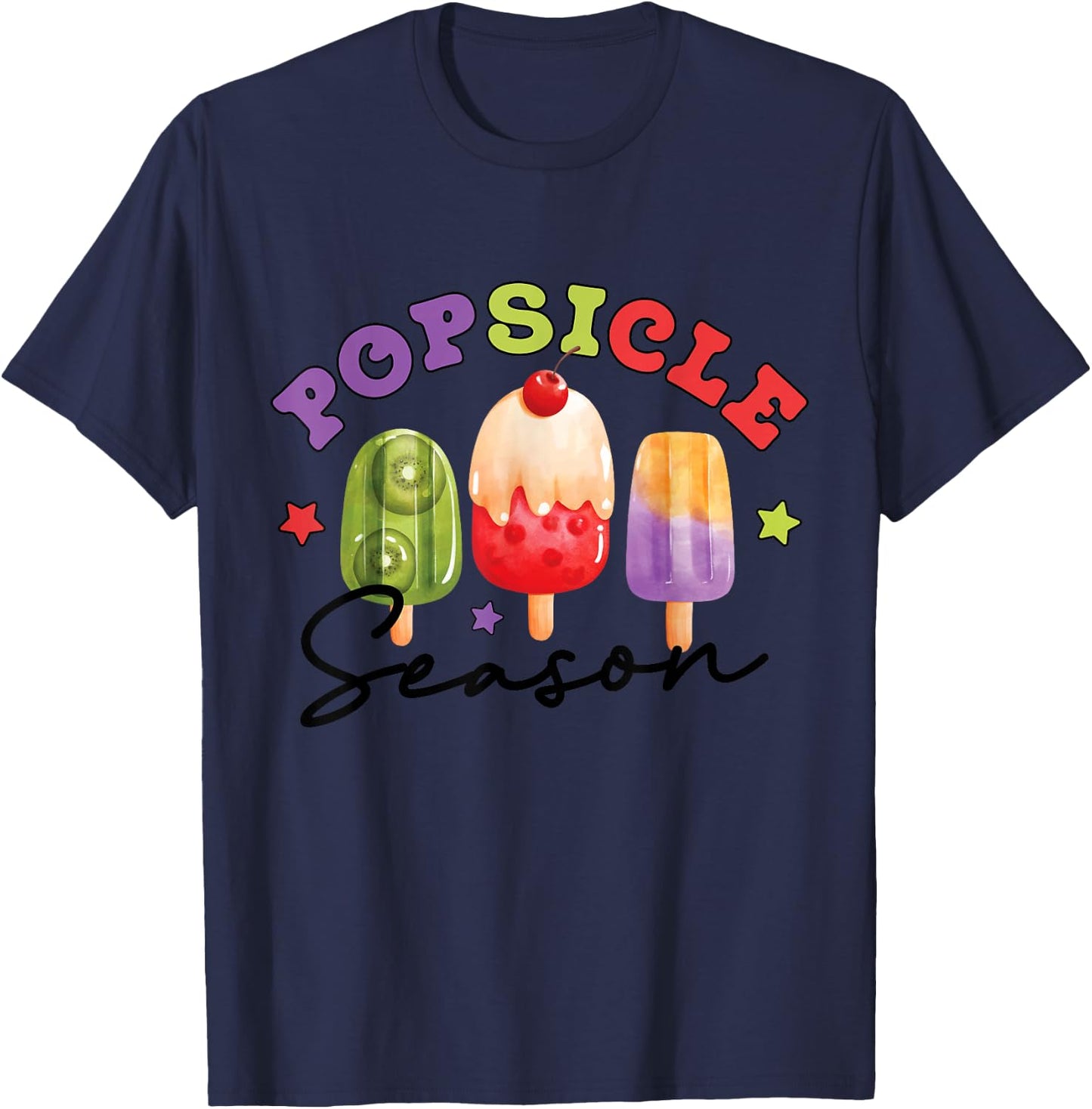 Funny Popsicle Season Summer Ice Cream Boys Girls Kids T-Shirt - T-Shirt | Navy