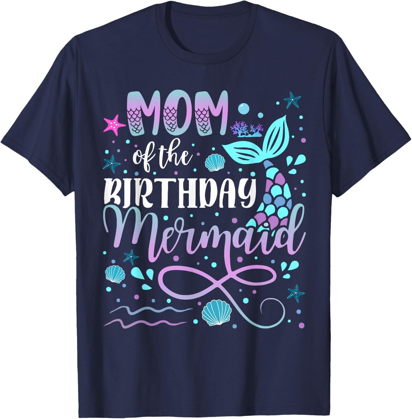 Mom And Dad Of The Birthday Mermaid Matching Family T-Shirt - T-Shirt | Navy