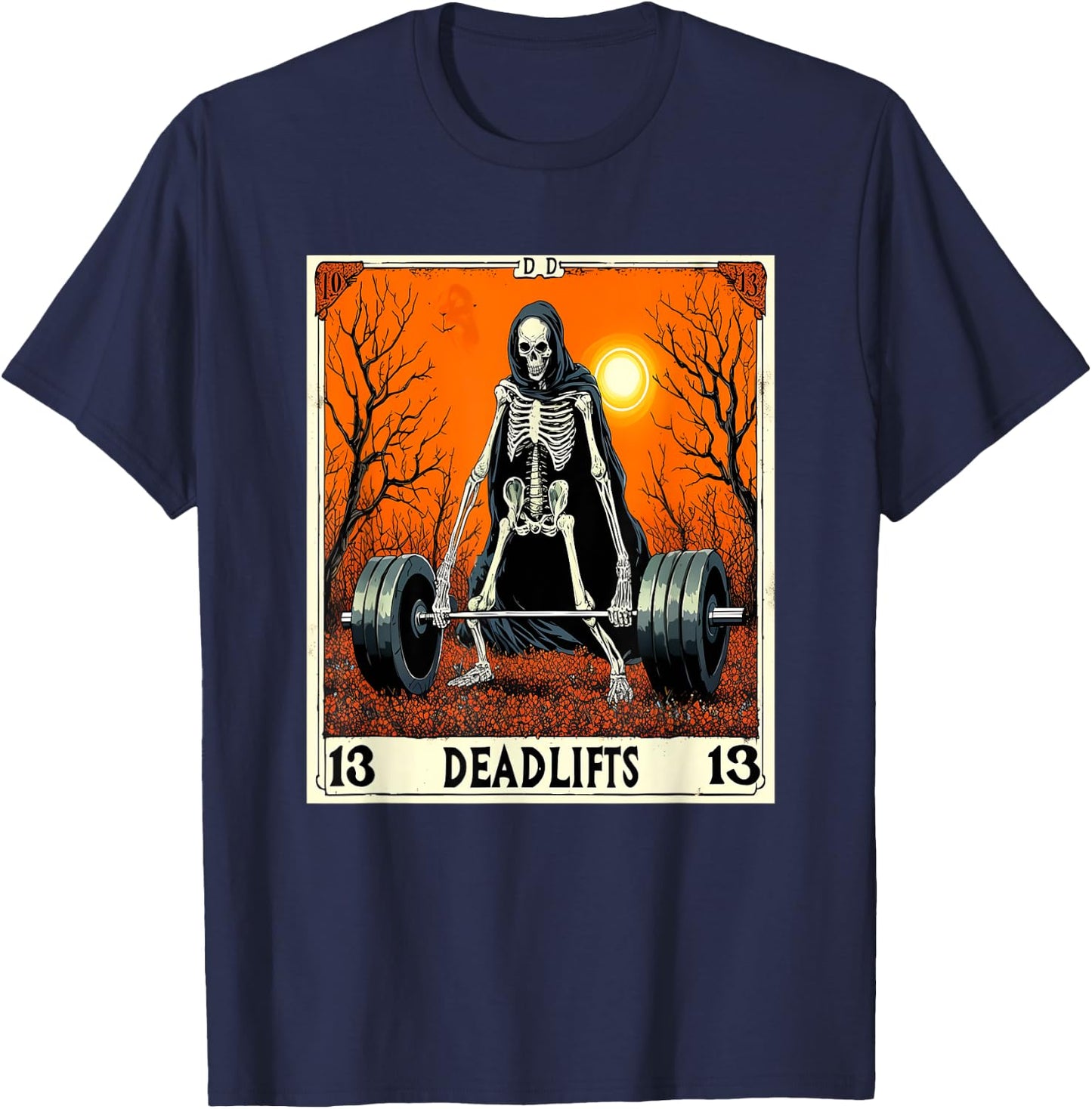 Lift of Death Tarot Deadlifts Gym Reaper's Workout 09Q36N T-Shirt - T-Shirt | Navy