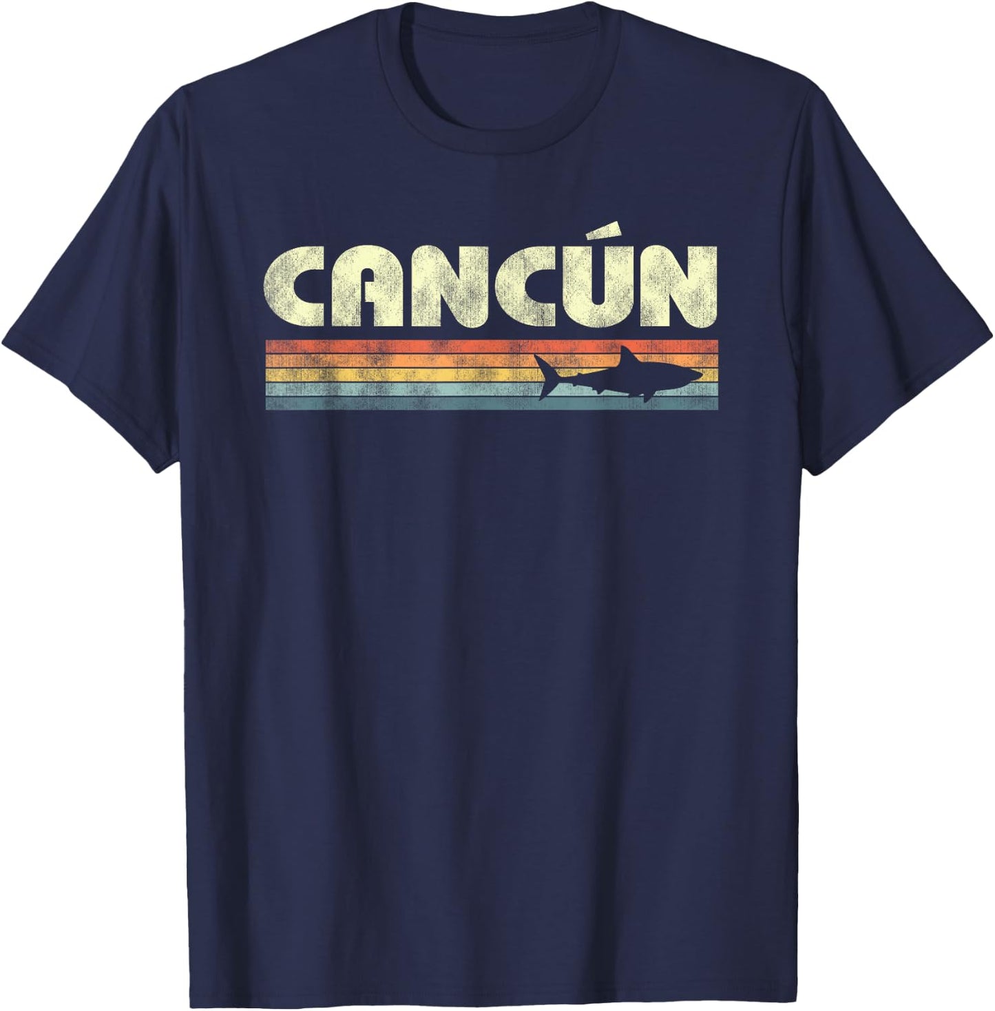 Retro Cancun Mexico Shark Souvenir Boys Girls T-Shirt - T-Shirt | Navy