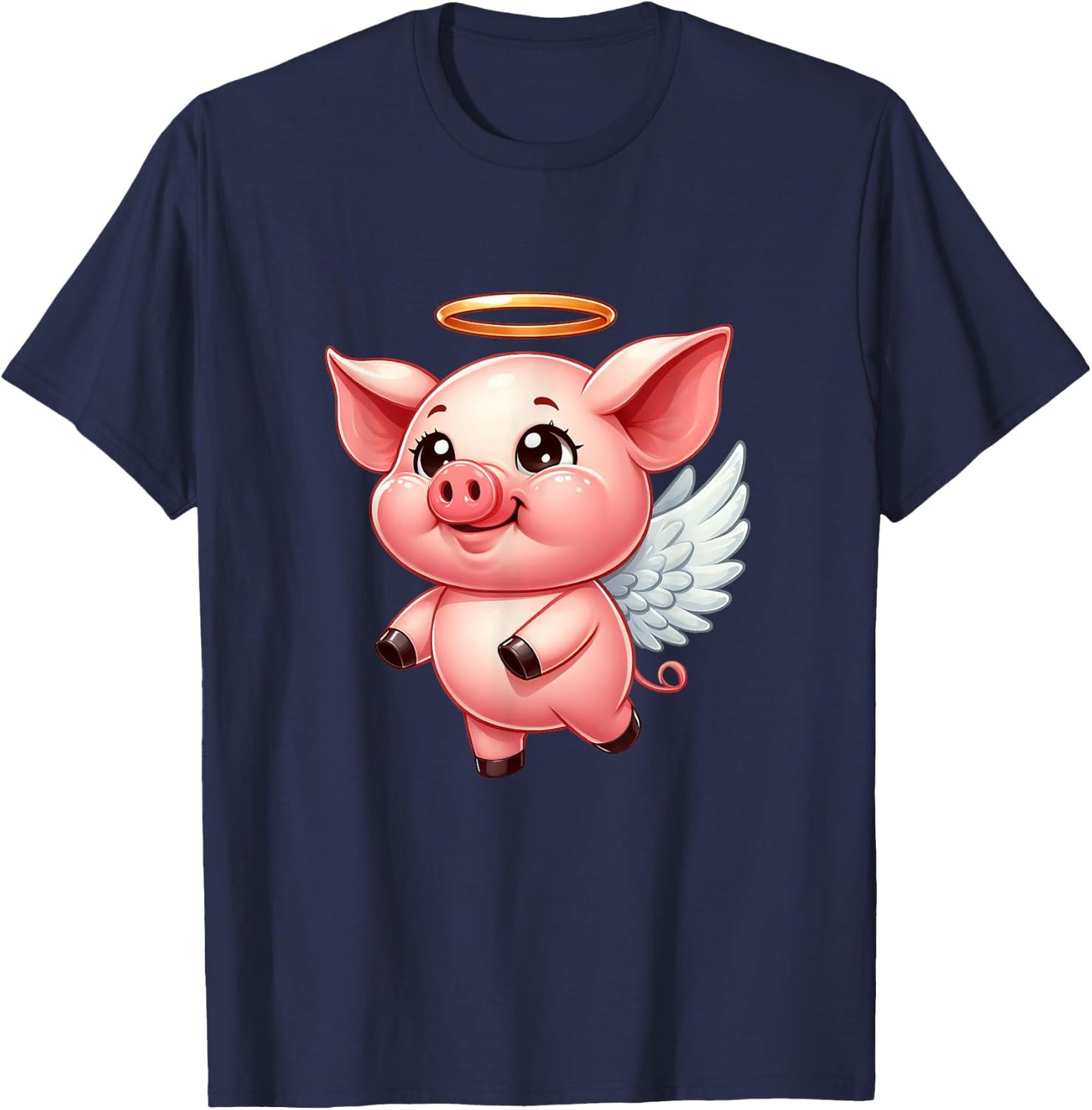 Cute Pig Angel with Wings T-Shirt - T-Shirt | Navy