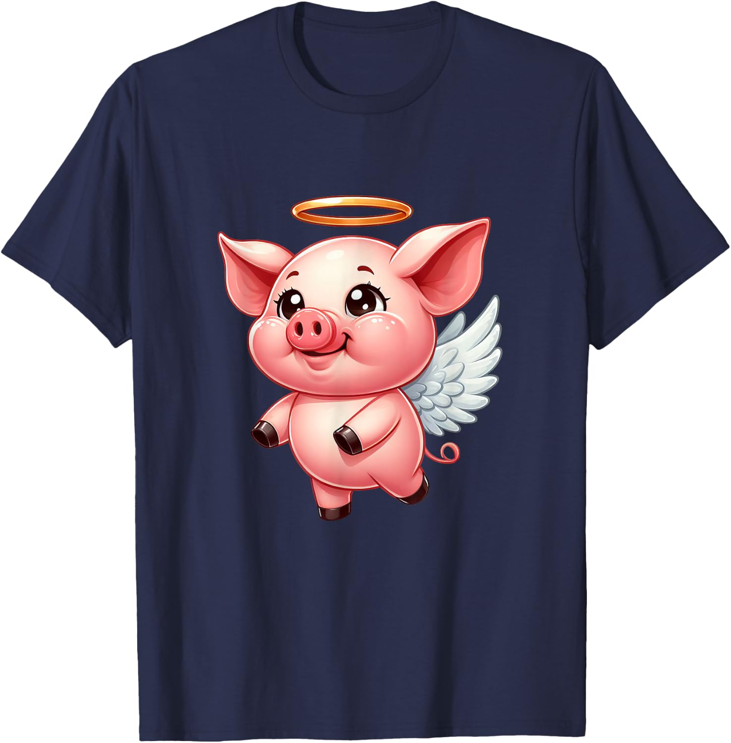 Cute Pig Angel with Wings T-Shirt - T-Shirt | Navy