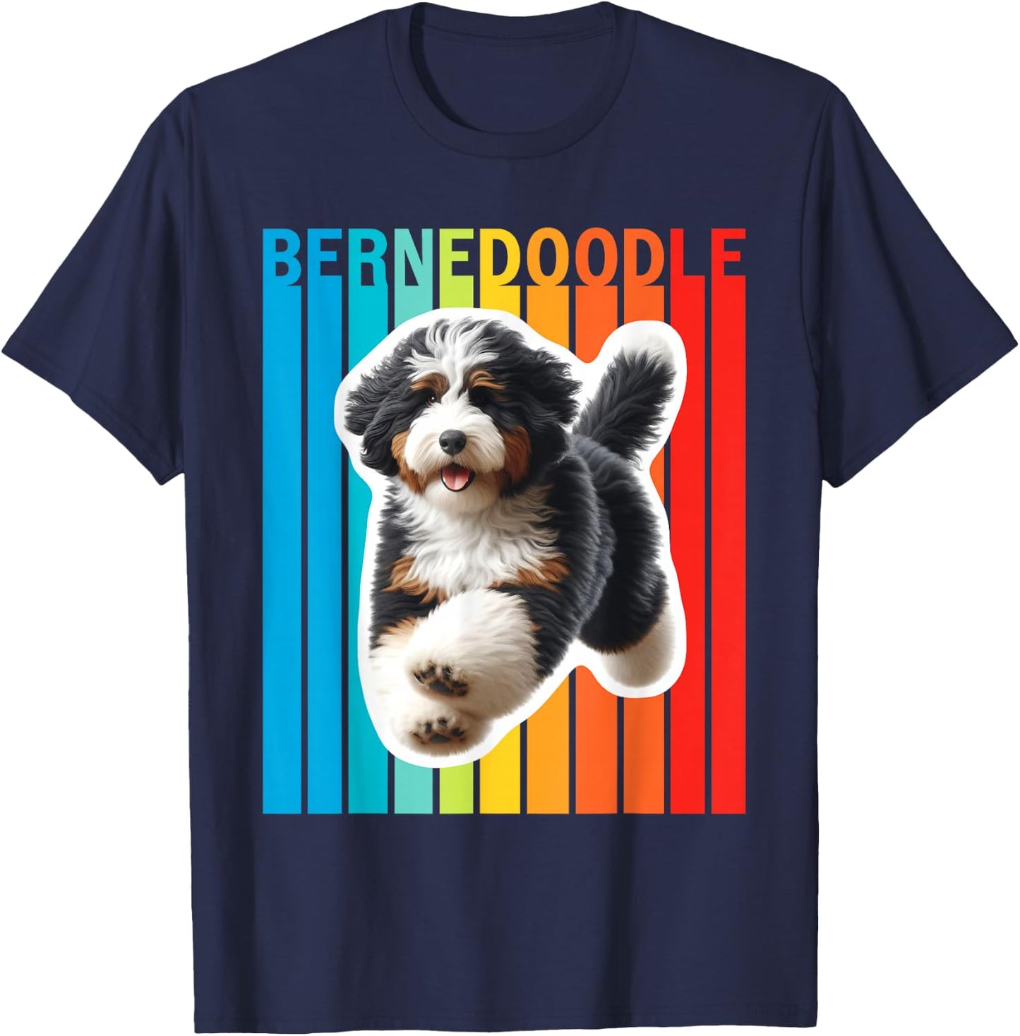 Colorful Bernedoodle T-Shirt - T-Shirt | Navy