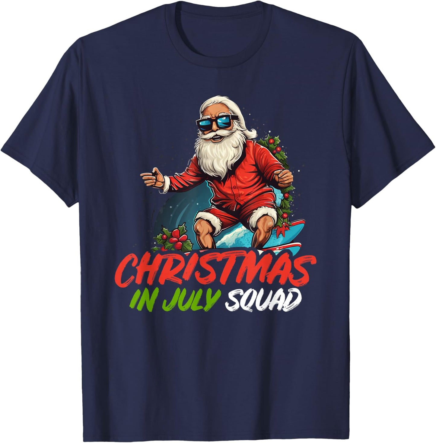 Christmas im July | Summer Santa Claus Beach Hawaii Surf Women Kids T-Shirt - T-Shirt | Navy