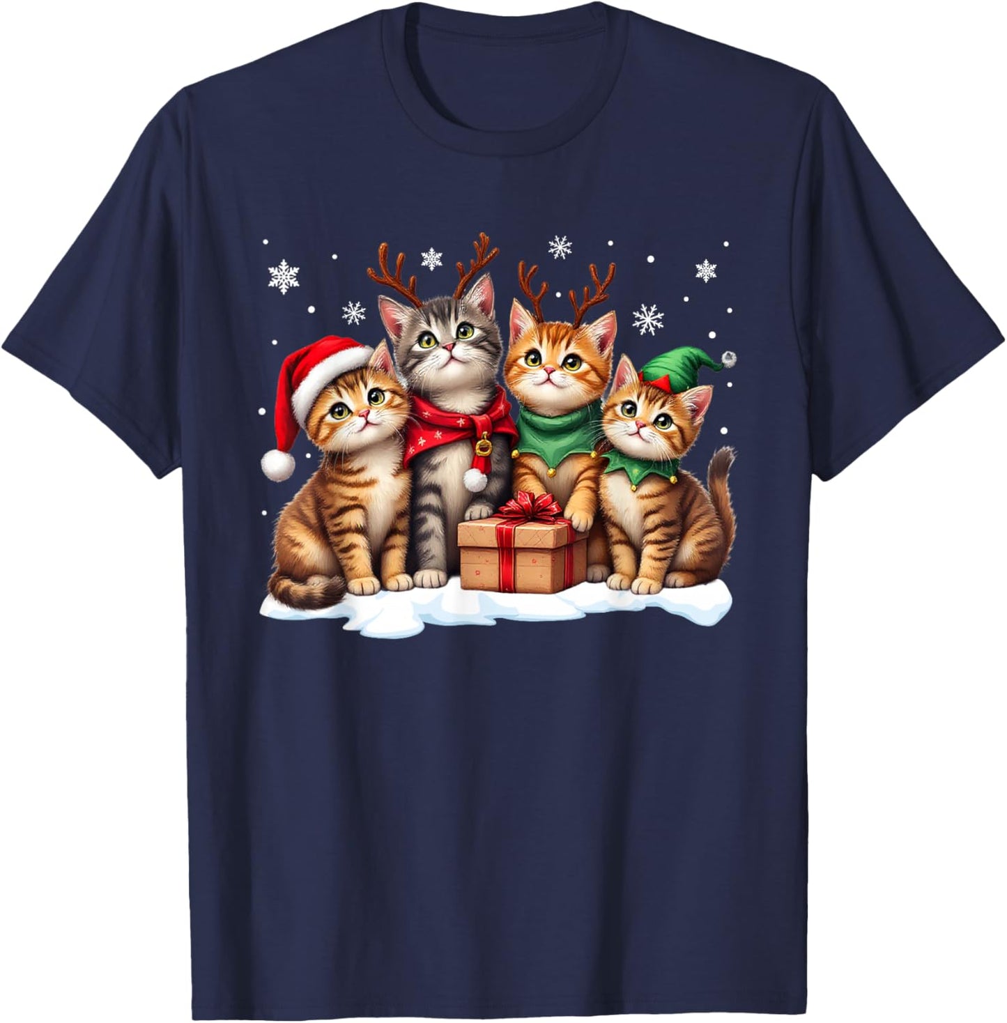 Cats Cat Christmas Pajamas Family Men Women Boys Girls T-Shirt - T-Shirt | Navy