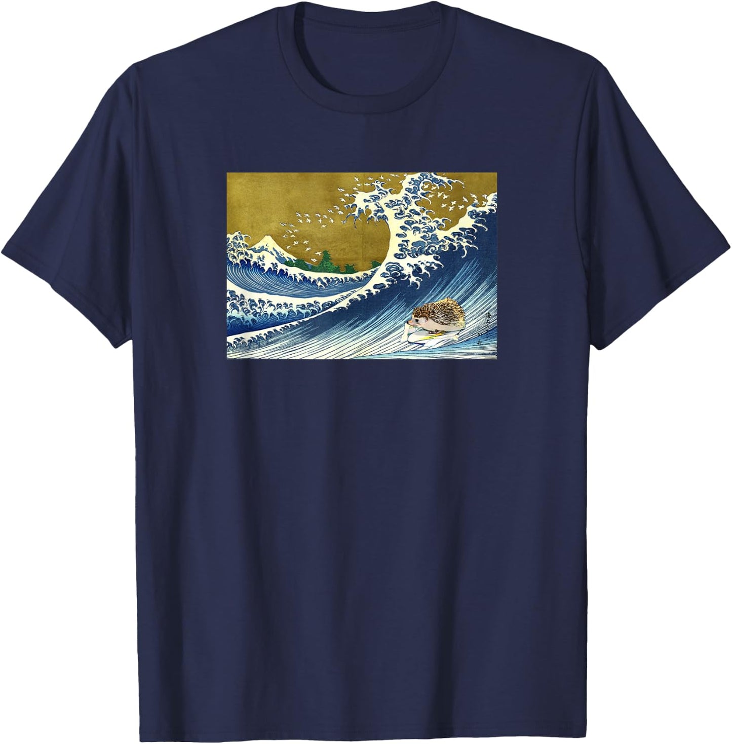 Japanese Surfing Hedgehog Art Shirt T-Shirt - T-Shirt | Navy
