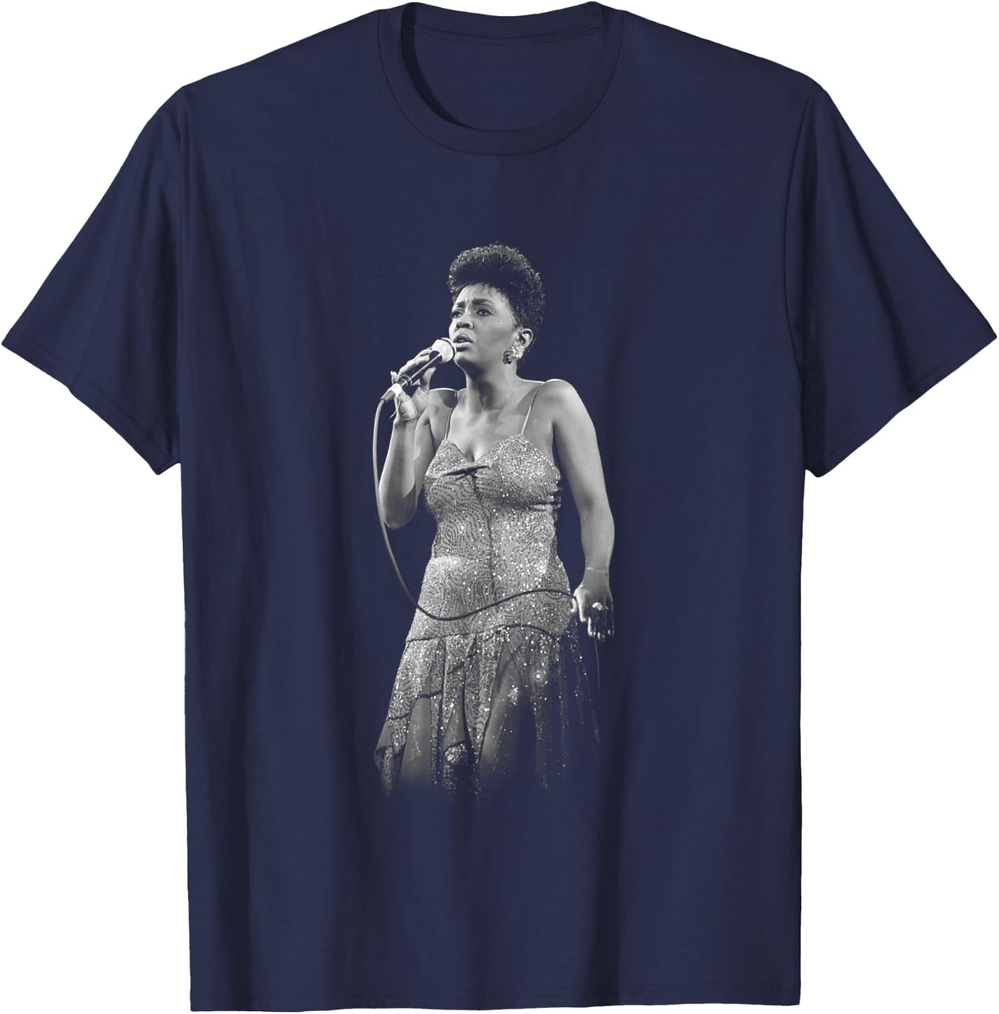 Anita Baker Live B&W By Stephen Wright T-Shirt - T-Shirt | Navy
