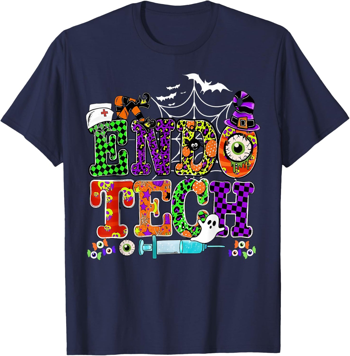 Endo Tech Halloween GI Gastroenterology Nurse Colonoscopy T-Shirt - T-Shirt | Navy