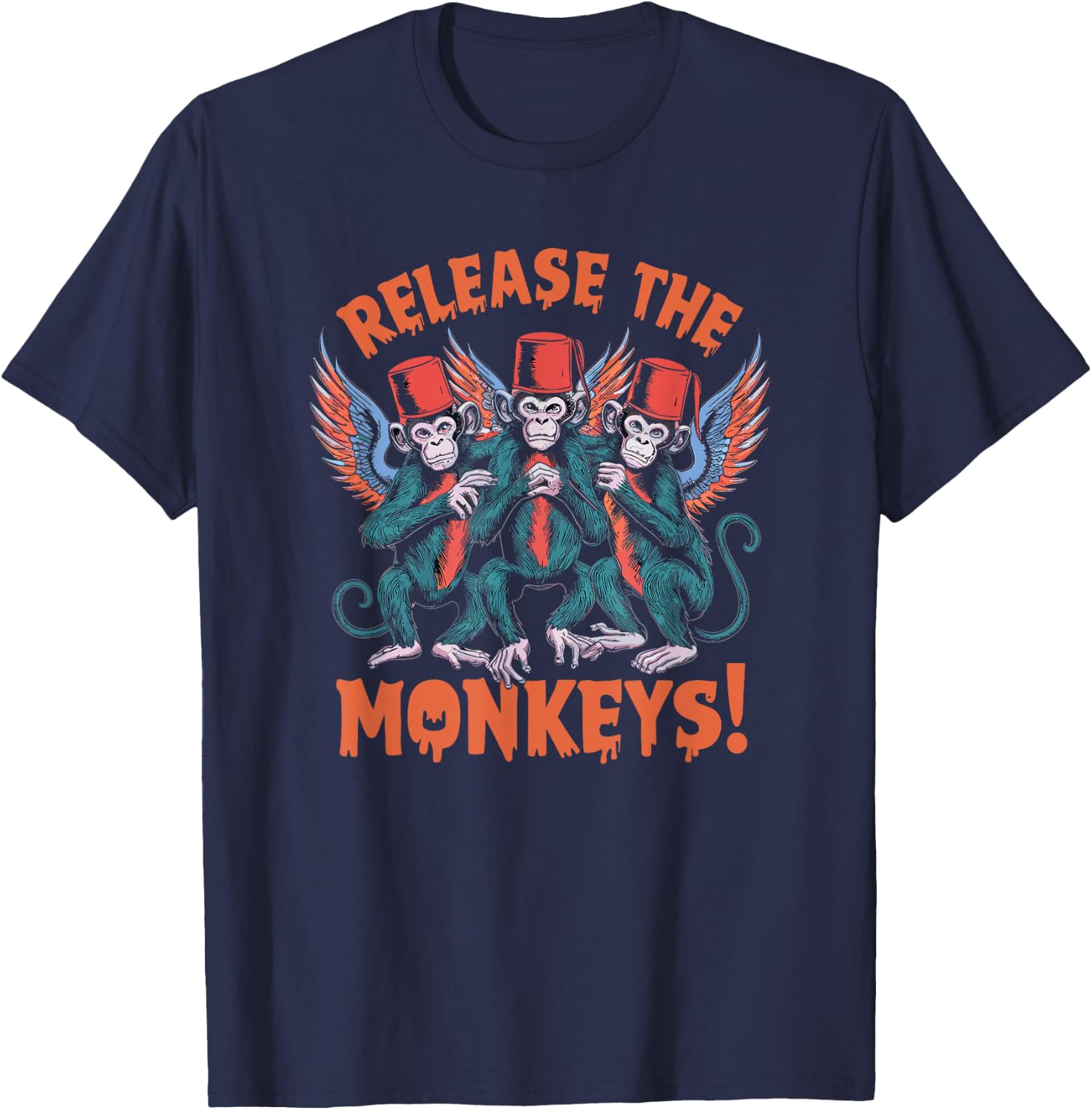 Release The Monkeys, Flying Monkeys Halloween T-Shirt - T-Shirt | Navy