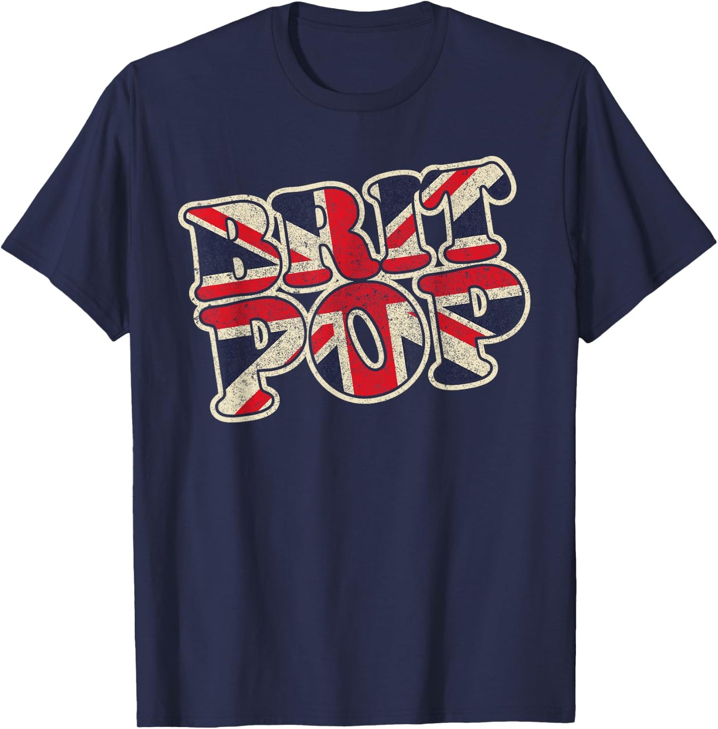 Brit Pop, Classic music scene from the 90's big vintage worn T-Shirt - T-Shirt | Navy