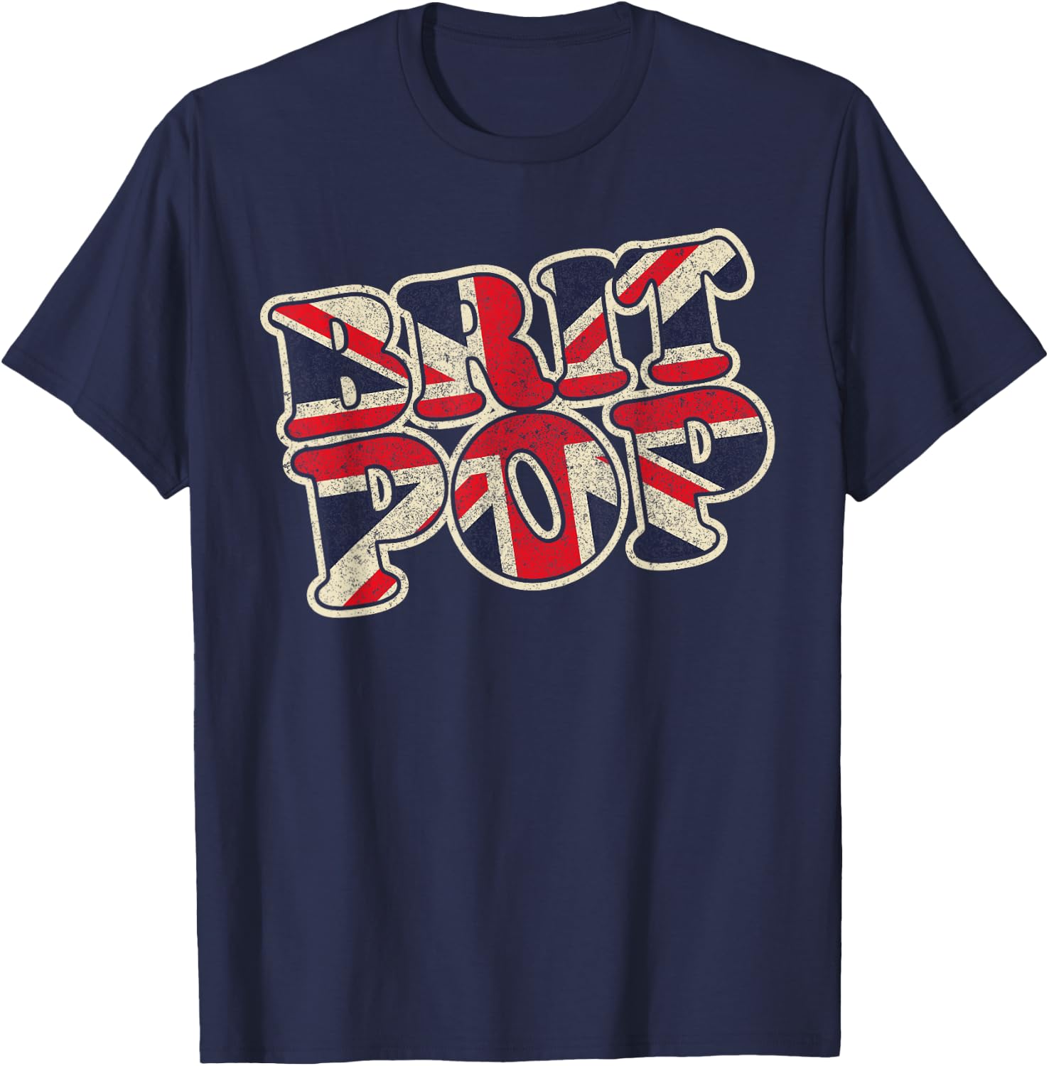 Brit Pop, Classic music scene from the 90's big vintage worn T-Shirt - T-Shirt | Navy