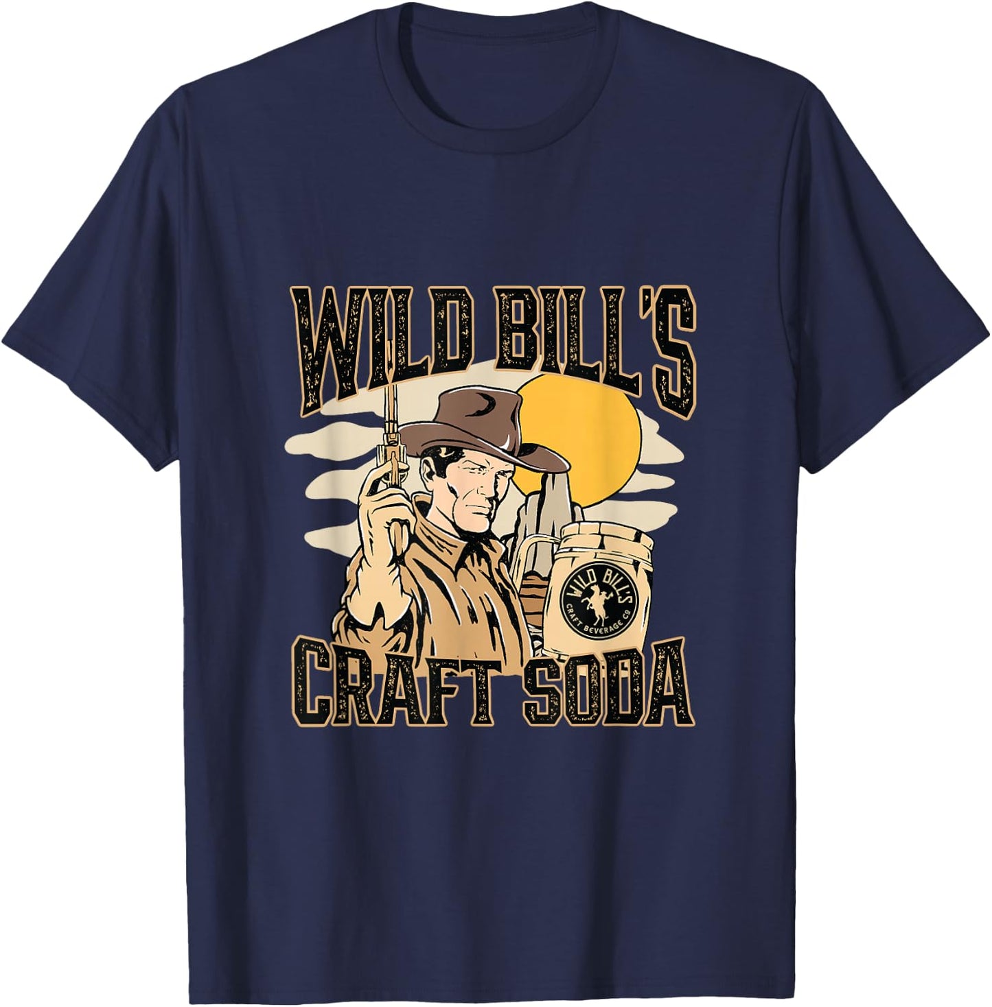Vintage Wild West Gunslinger: Wild Bill's Classic Cowboy T-Shirt - T-Shirt | Navy