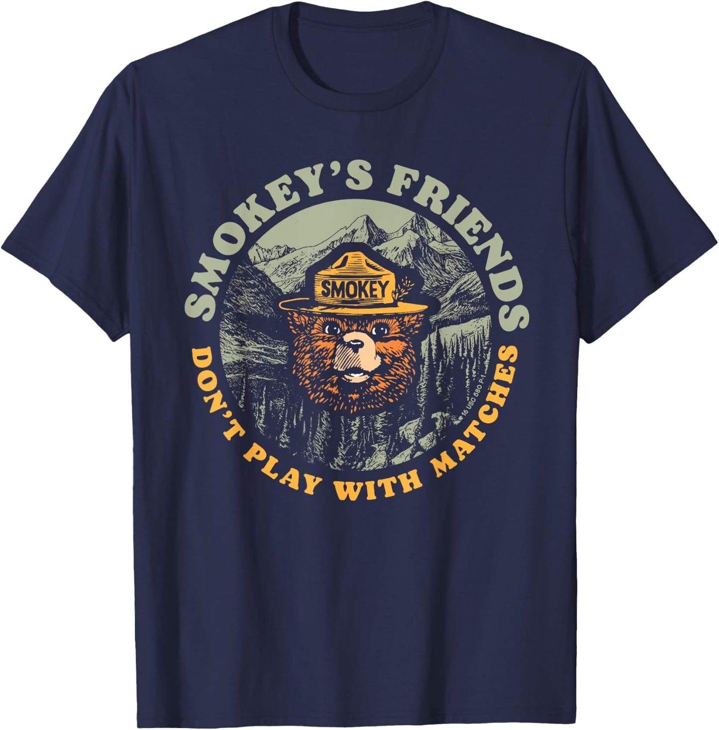 Smokey's Friends Don't Play With Matches Retro Smokey Bear T-Shirt - T-Shirt | Navy