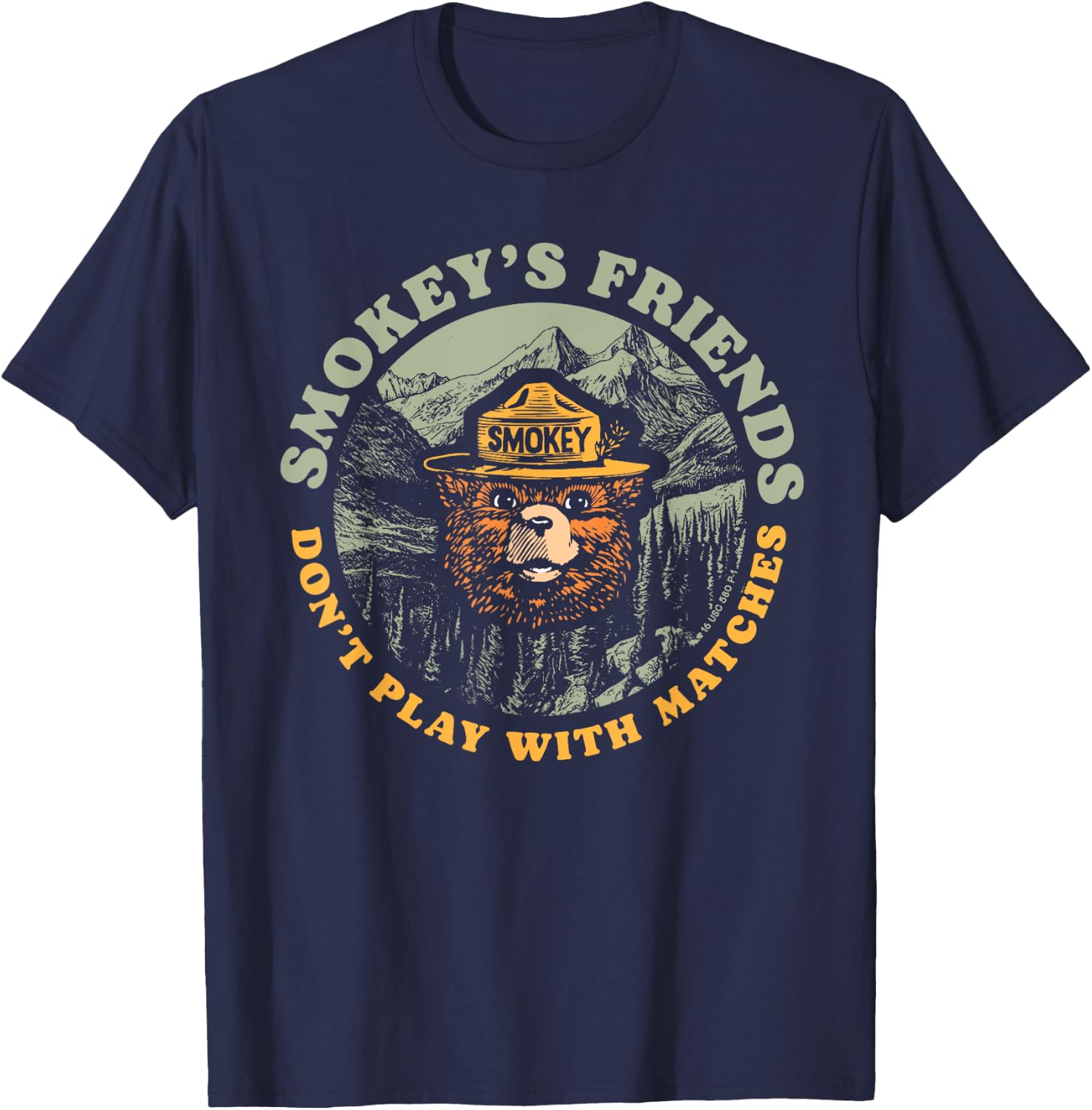 Smokey's Friends Don't Play With Matches Retro Smokey Bear T-Shirt - T-Shirt | Navy