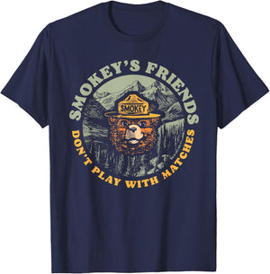 Smokey's Friends Don't Play With Matches Retro Smokey Bear T-Shirt - T-Shirt | Navy