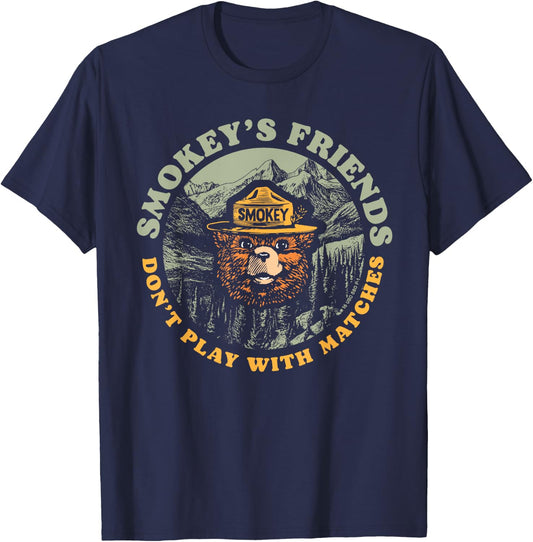 Smokey's Friends Don't Play With Matches Retro Smokey Bear T-Shirt - T-Shirt | Navy