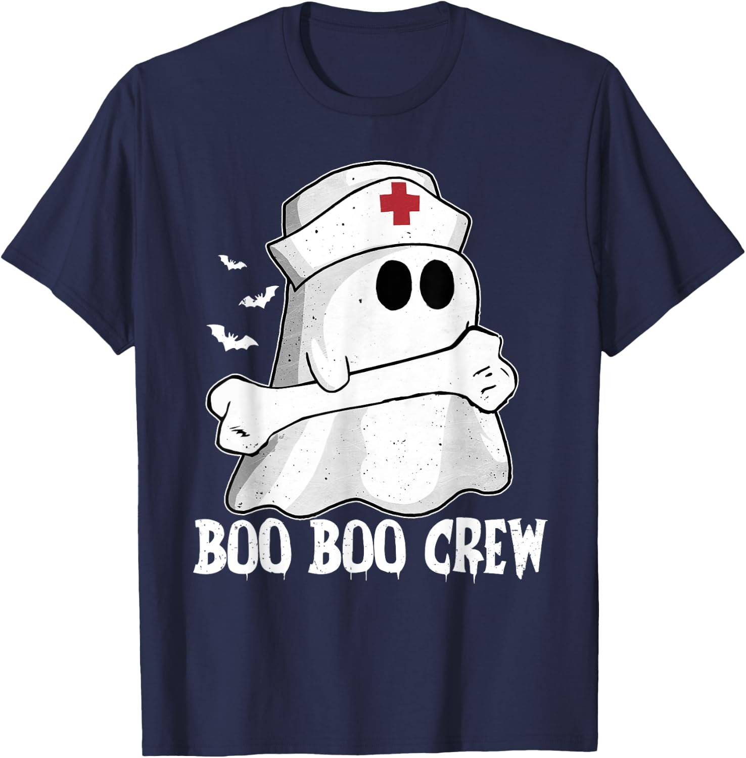 Funny Boo Crew Nurse Shirt Nurse Ghost Women Halloween T-Shirt - T-Shirt | Navy