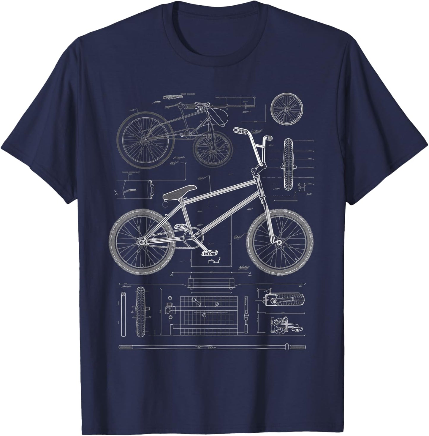 BMX Bike Blueprint T-Shirt - T-Shirt | Navy