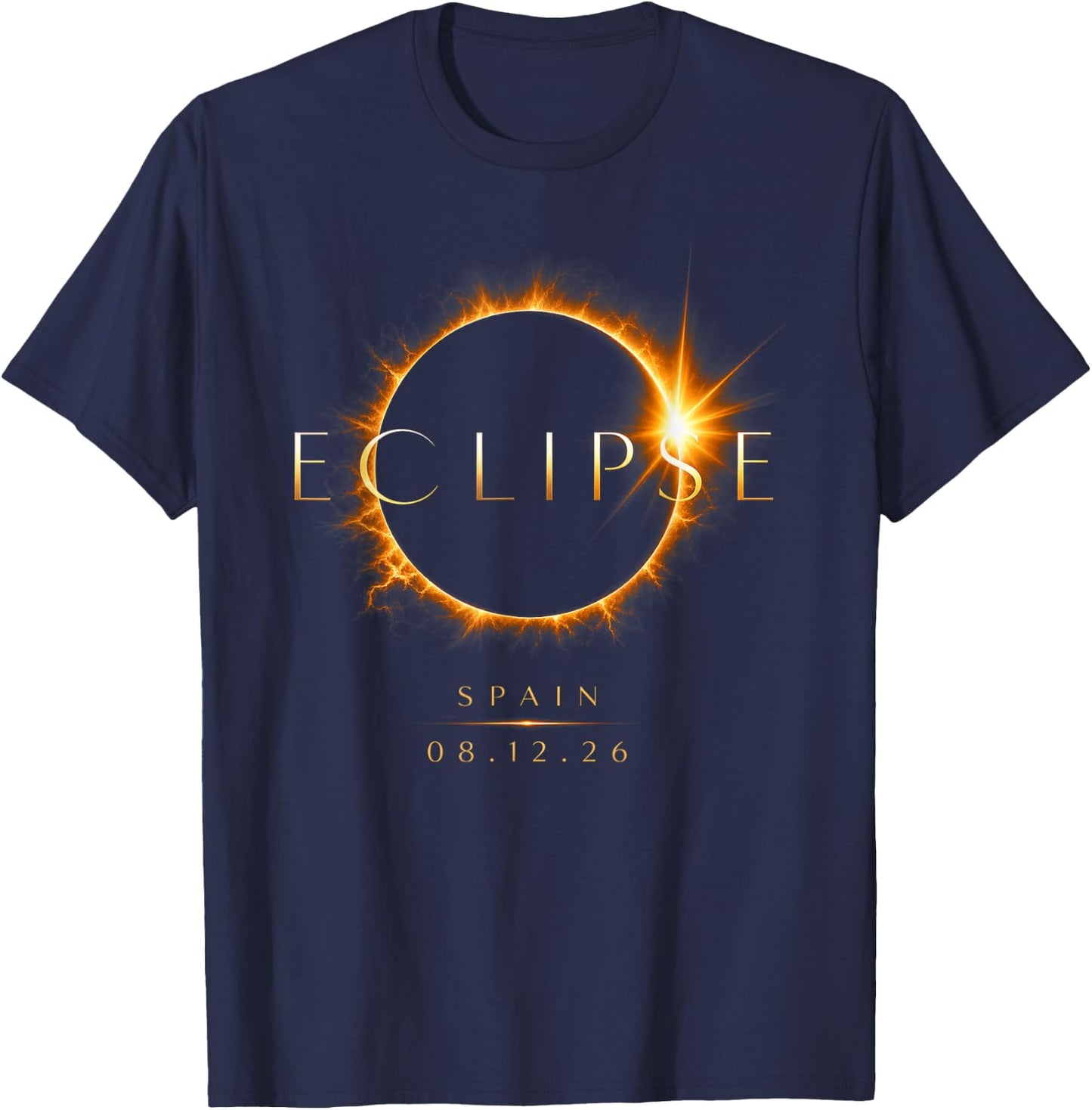 Solar Eclipse Spain 2026 Shirt 08 12 26 Total Eclipse Spain T-Shirt - T-Shirt | Navy