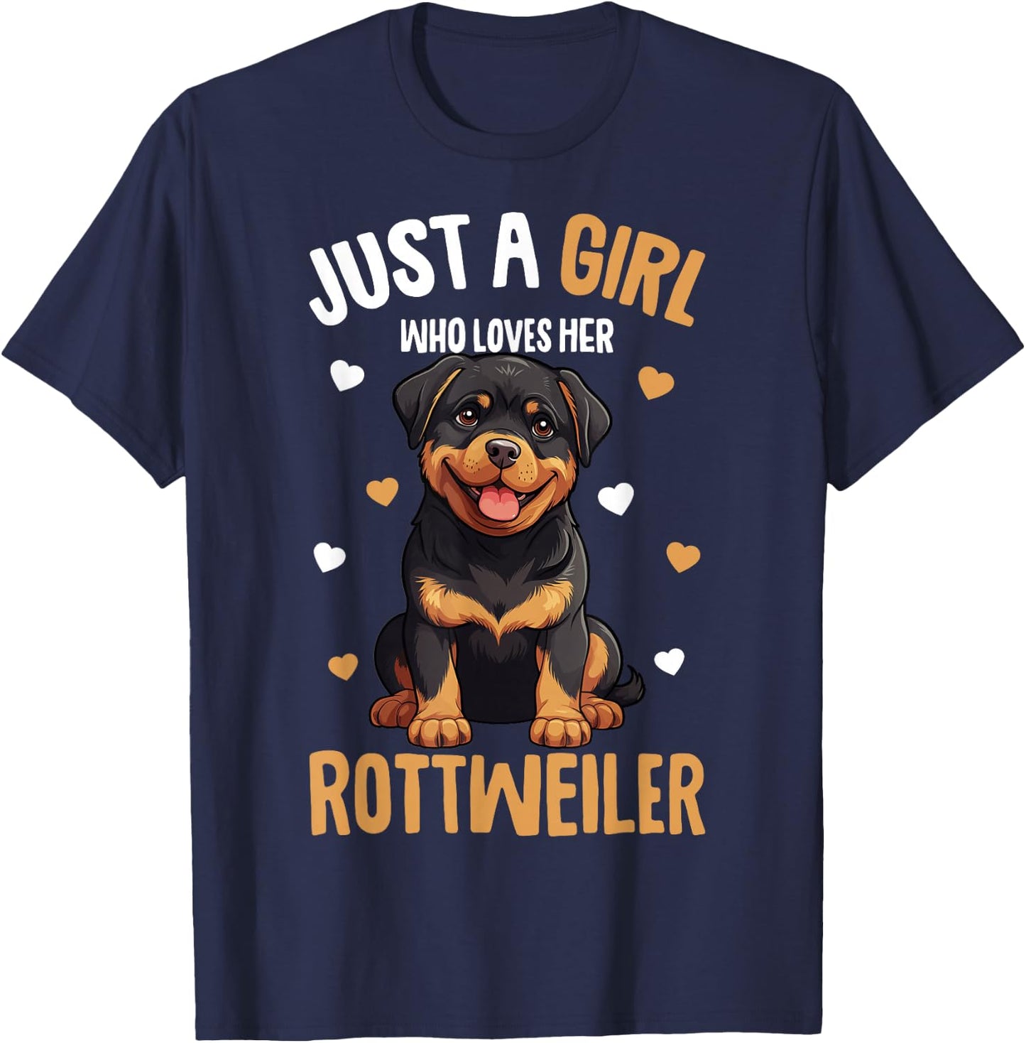 Just a Girl who Loves her Rottweiler Dog Kids T-Shirt - T-Shirt | Navy