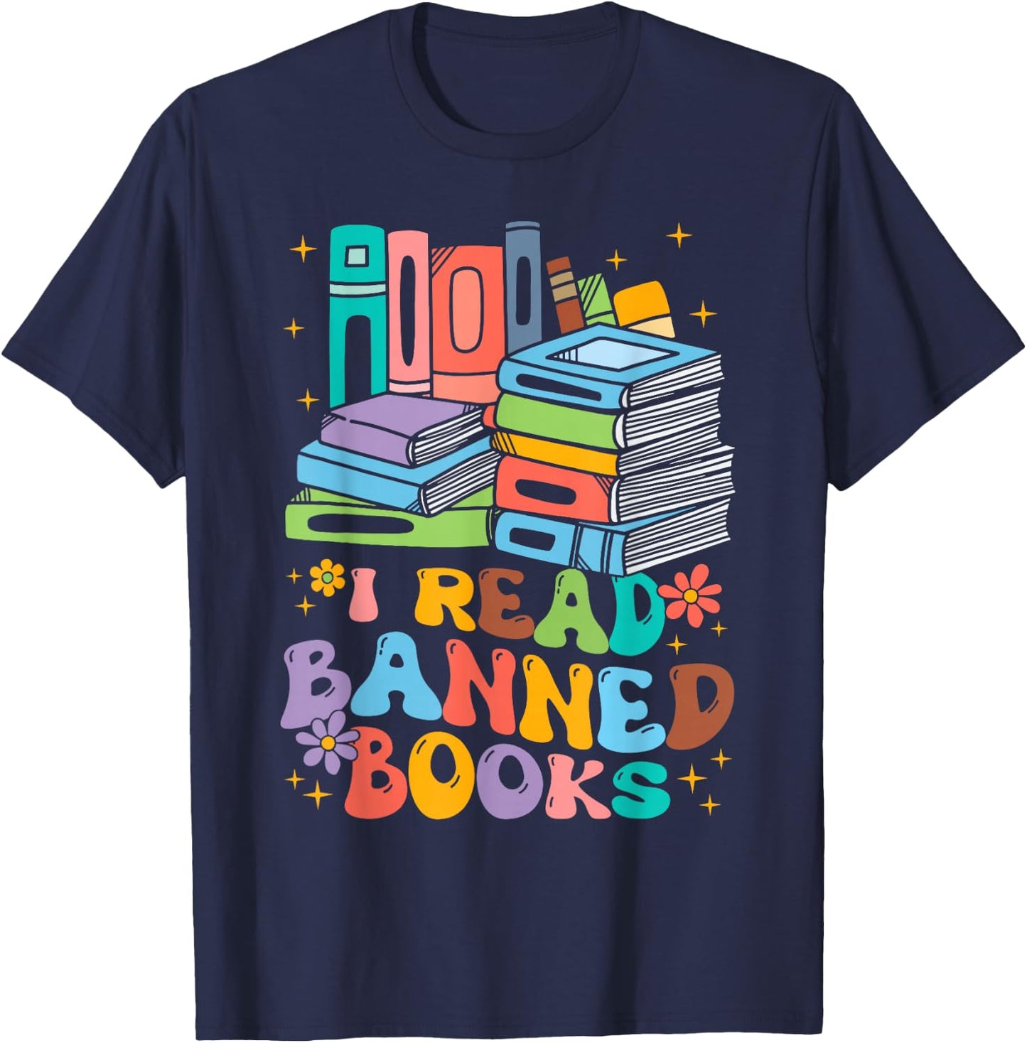 Vintage Retro I Read Banned Books Funny Book Lover Bookworm T-Shirt - T-Shirt | Navy