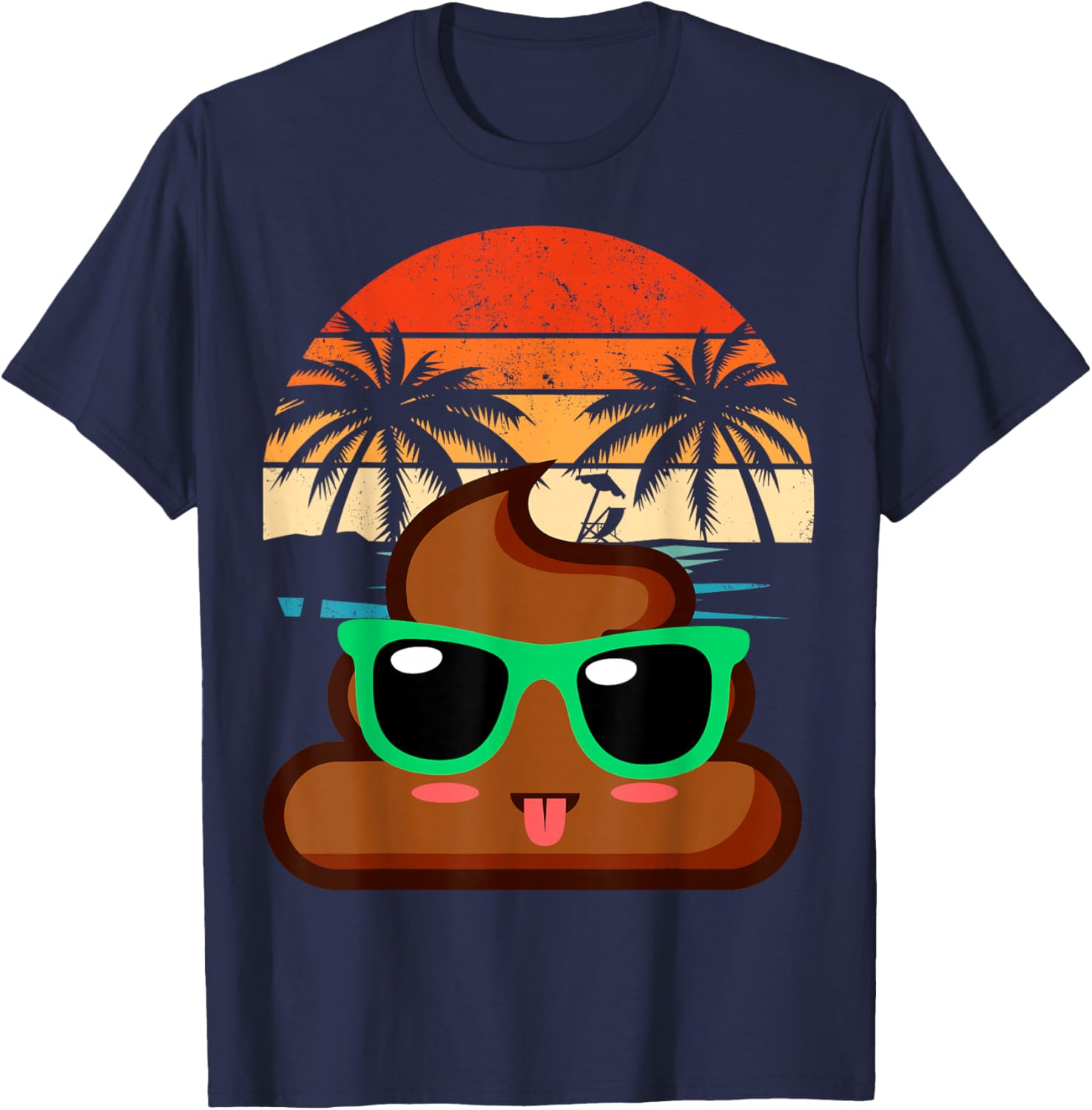 Cute POOP EMOTICON party Birthday Poo for Kids , Small, Black T-Shirt - T-Shirt | Navy