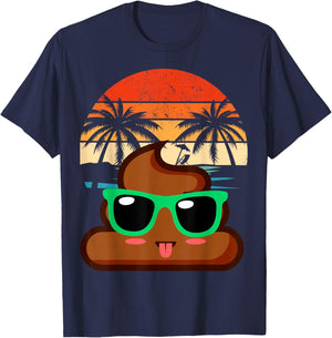 Cute POOP EMOTICON party Birthday Poo for Kids , Small, Black T-Shirt - T-Shirt | Navy
