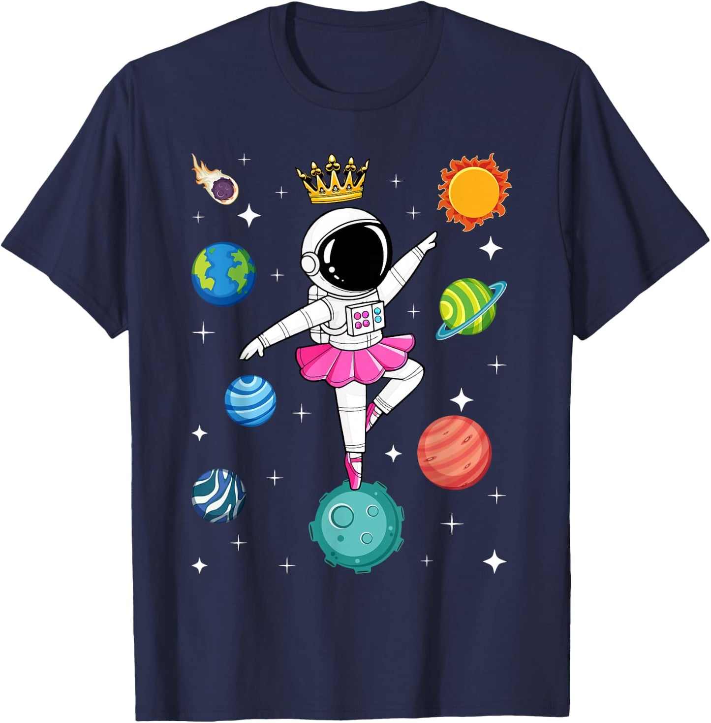 Ballerina Girl Space Astronaut T-Shirt - T-Shirt | Navy