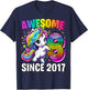 Unicorn 8th Birthday 8 Year Old Unicorn Party Girls Outfit T-Shirt - T-Shirt | Navy
