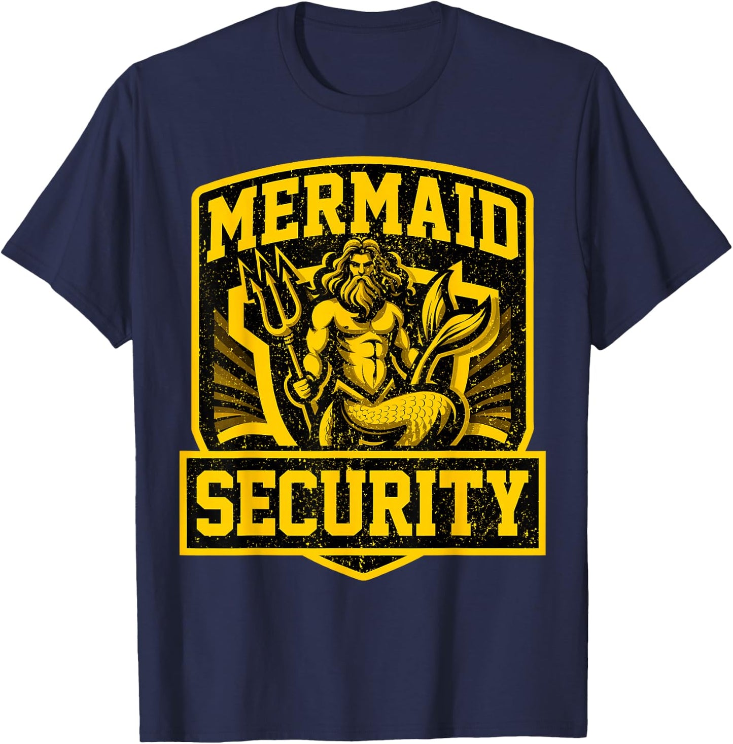 Dad Swimming Father Swimmer I Mermaid Security I Swim T-Shirt - T-Shirt | Navy