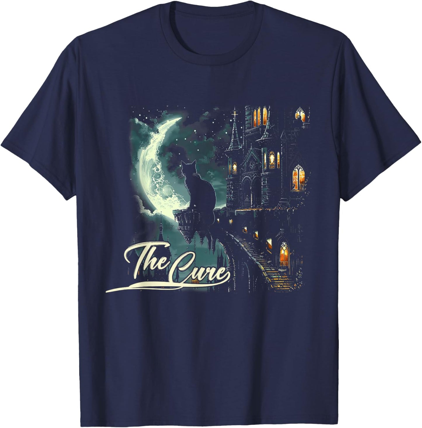 Cures Graphic Art Musician Funny Animal Cat Apparel Lovers T-Shirt - T-Shirt | Navy