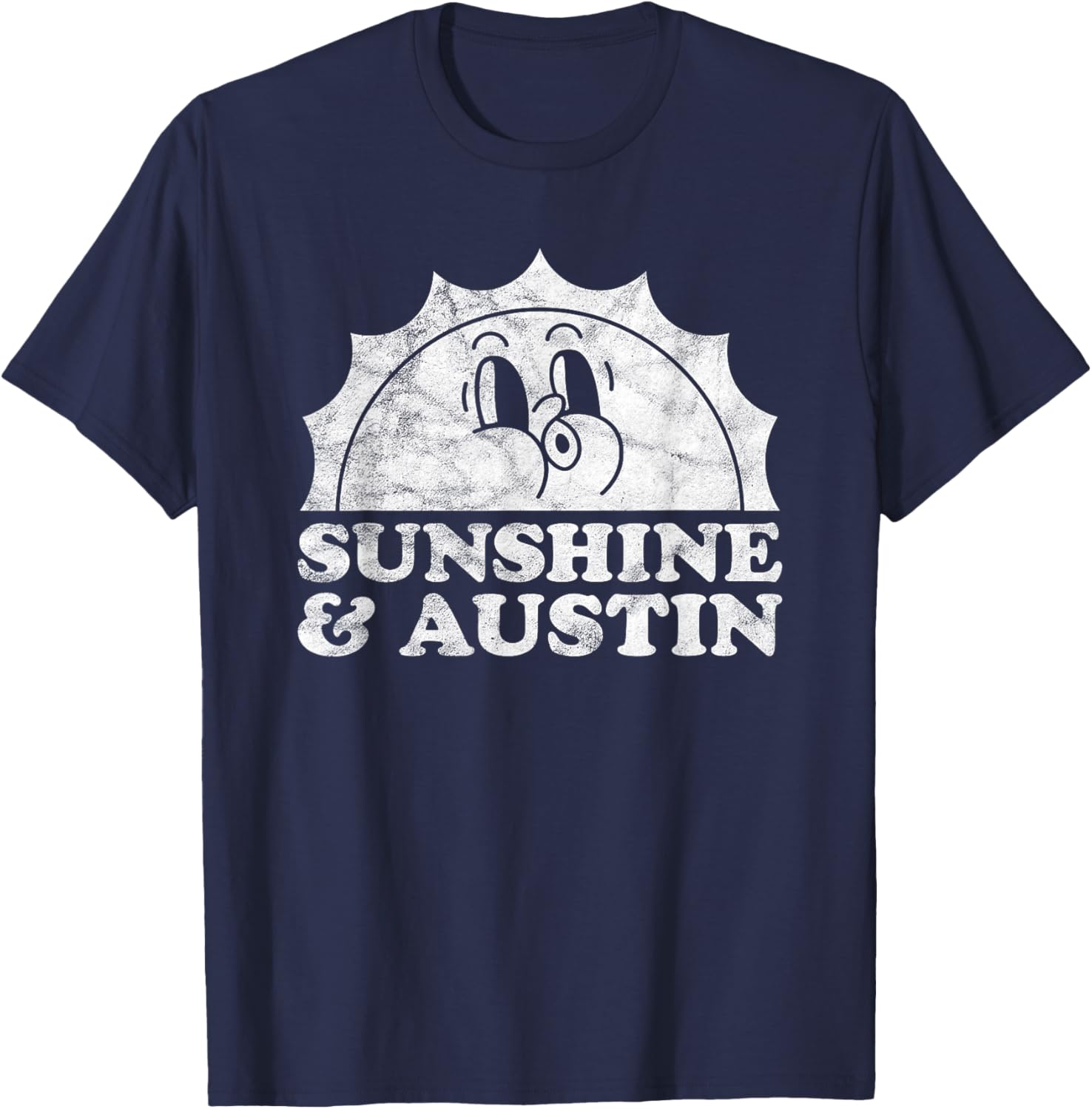 Sunshine and Austin TX Texas Retro Vintage Sun T-Shirt - T-Shirt | Navy