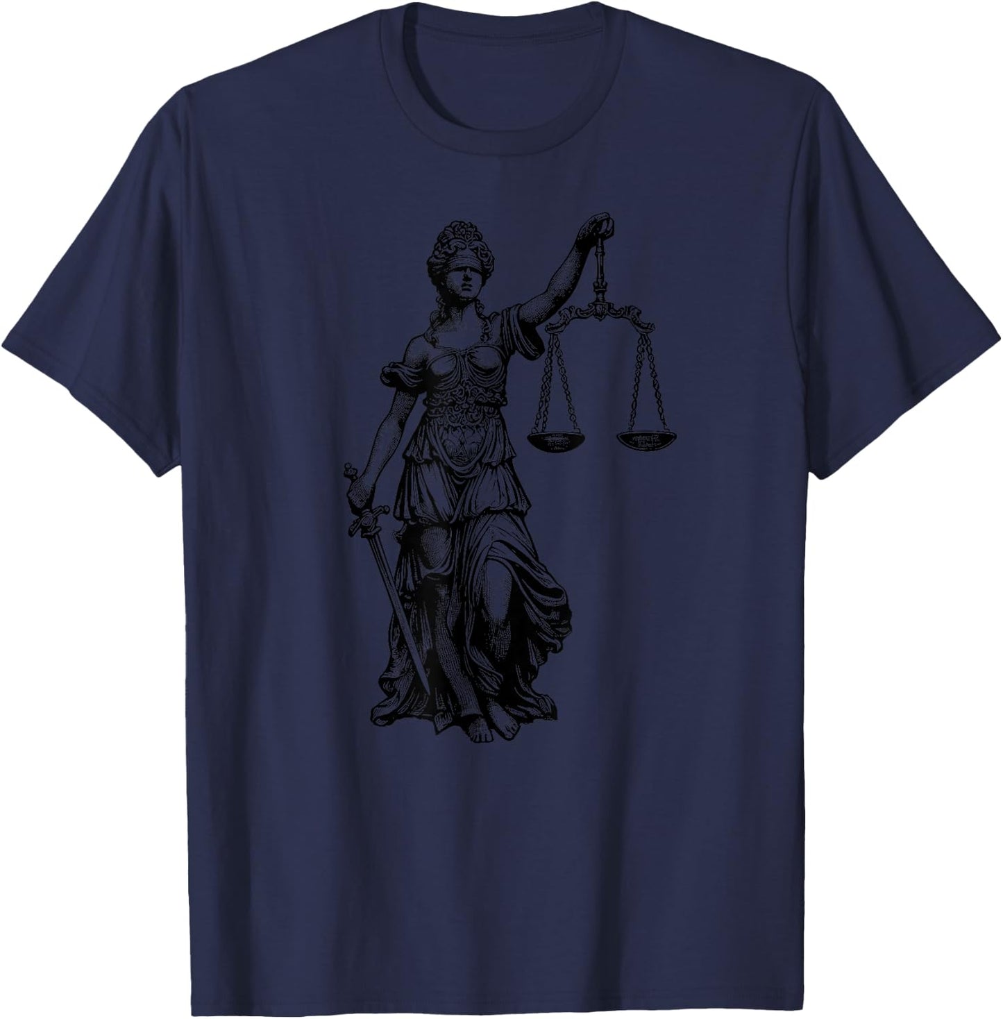 Lady Justice Greek Goddess Themis Law Lawyer , Small, Grey T-Shirt - T-Shirt | Navy