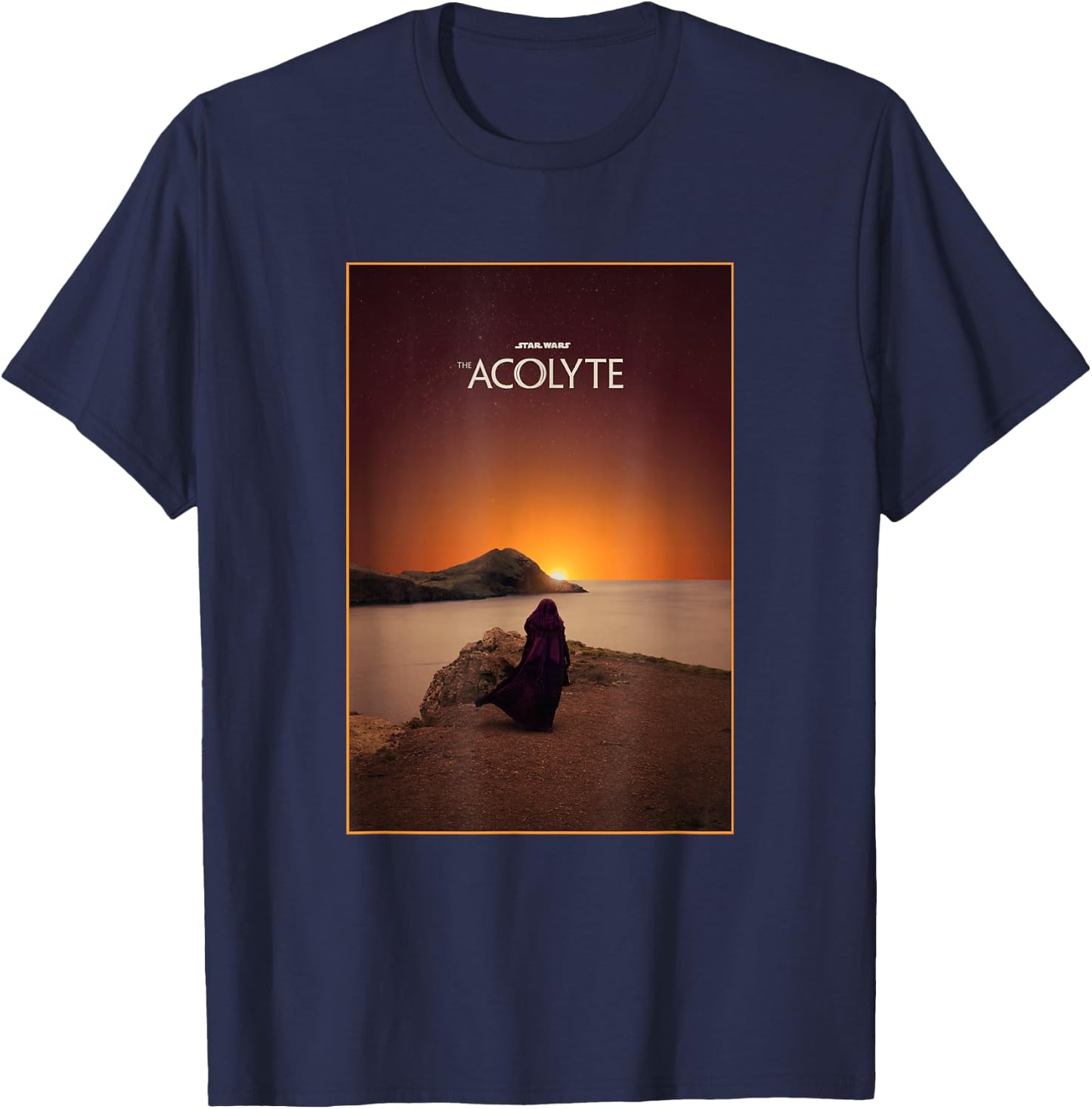 Star Wars The Acolyte Fading Sunset Landscape Title Poster T-Shirt - T-Shirt | Navy