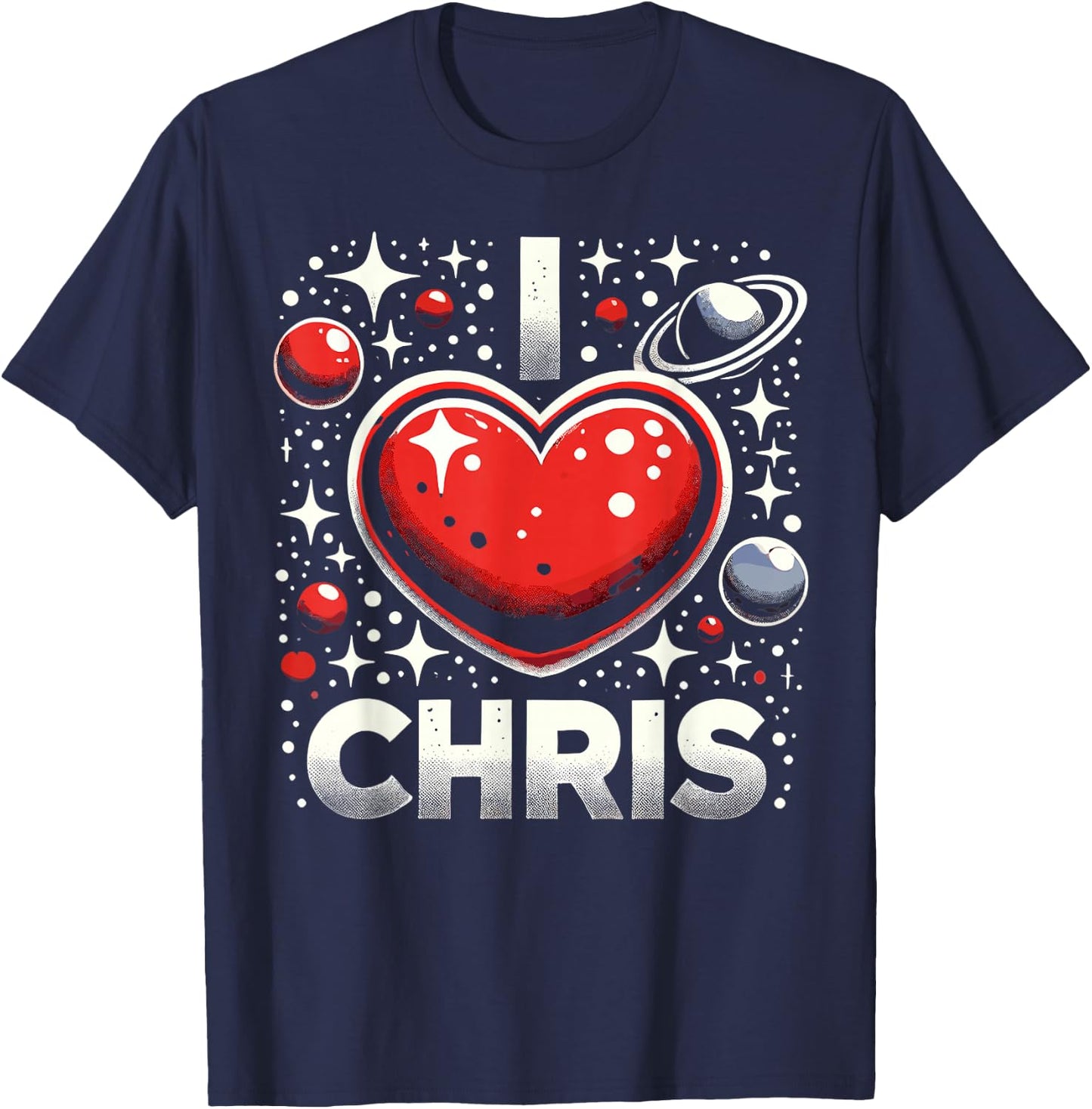 I Love Chris Red Heart I Heart Chris T-Shirt - T-Shirt | Navy