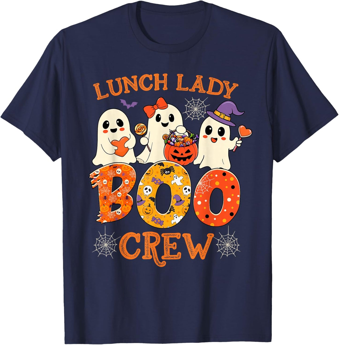 Lunch Lady Boo Crew Funny Halloween Spooky Costume Women T-Shirt - T-Shirt | Navy
