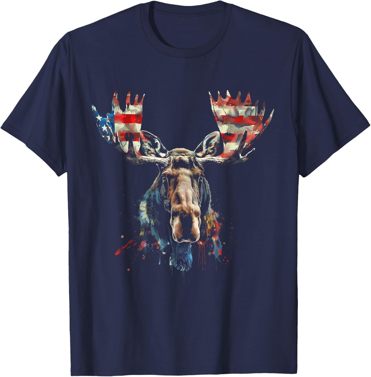 Moose American Flag USA Nature Patriotic Moose Lover Kids Men T-Shirt - T-Shirt | Navy