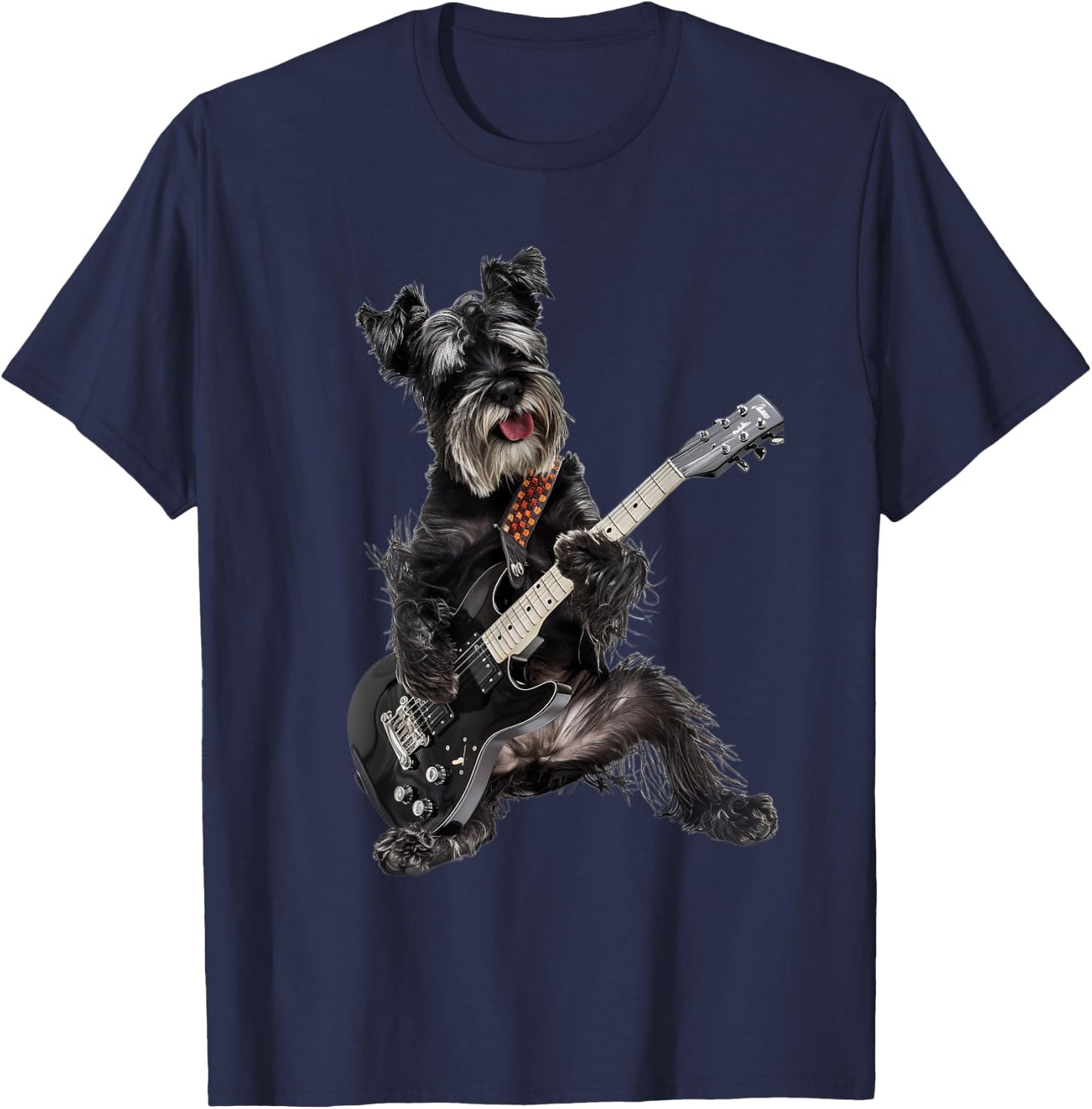Miniature Schnauzer Guitar T-Shirt - T-Shirt | Navy