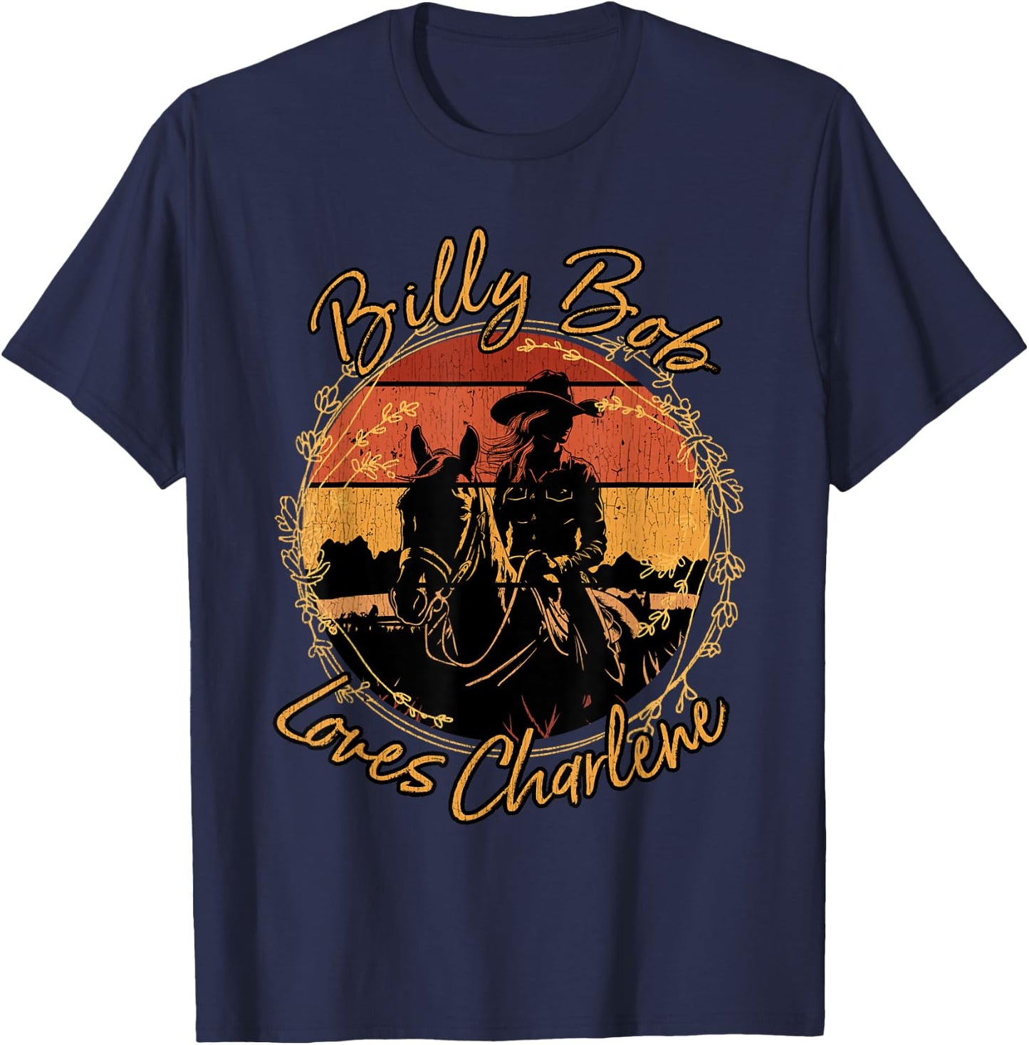 Billy Bob Loves Charlene Riding Horses Cowgirl T-Shirt - T-Shirt | Navy