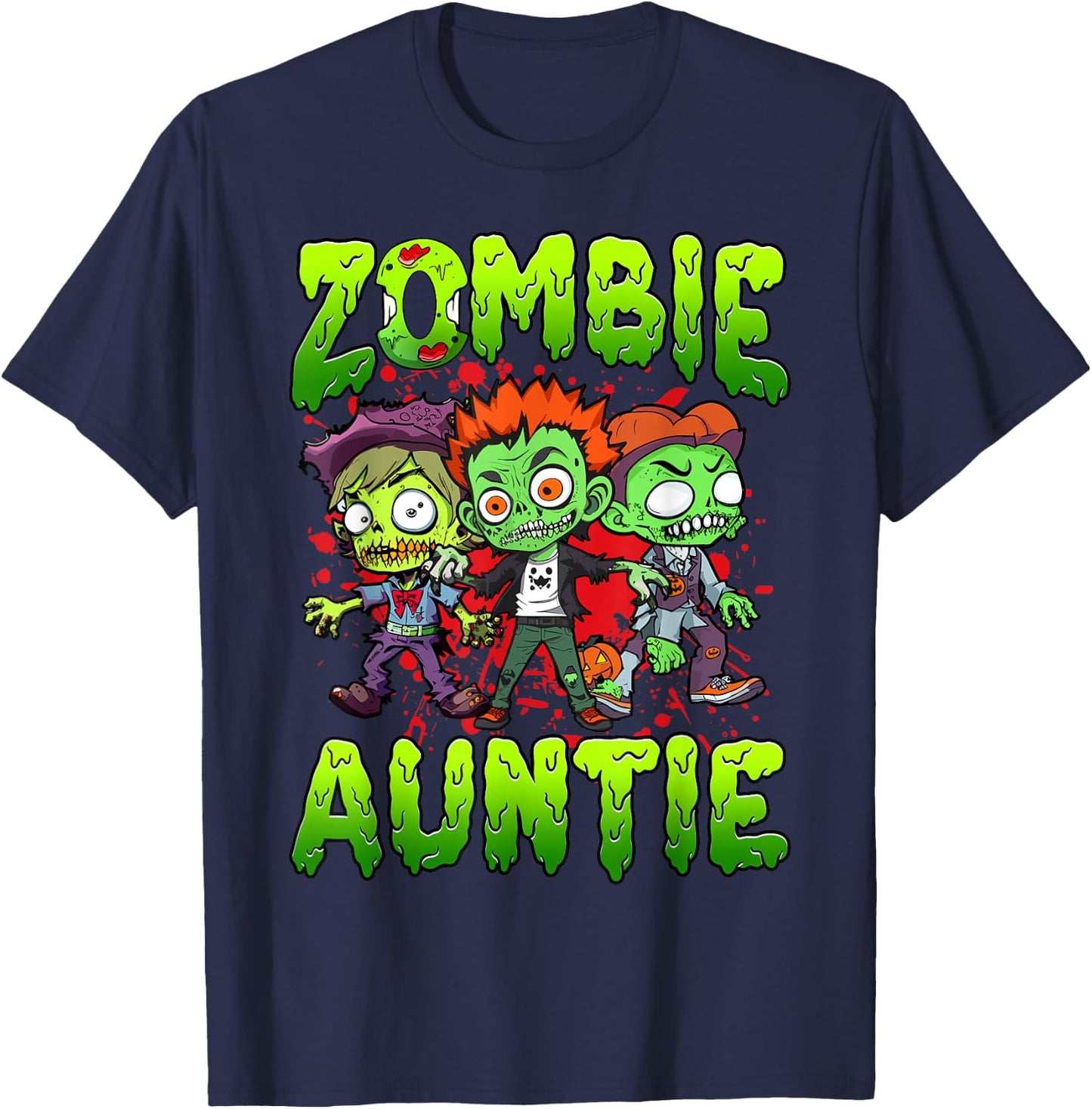 Zombie Auntie Halloween Costume Family Matching T-Shirt - T-Shirt | Navy