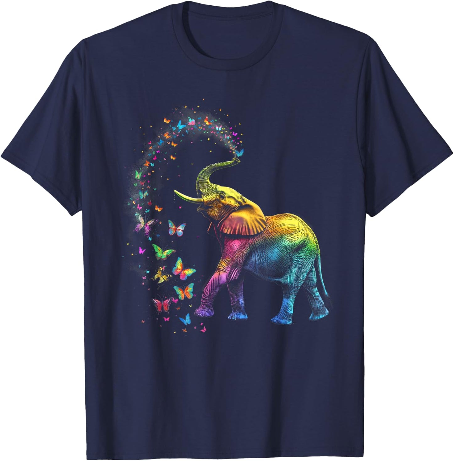 Elephant Spraying Butterflies Funny Elephant Lover T-Shirt - T-Shirt | Navy