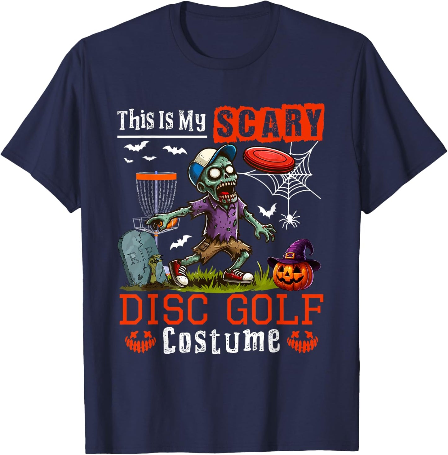 My Scary Disc Golf Costume Horror Halloween Player Kids T-Shirt - T-Shirt | Navy